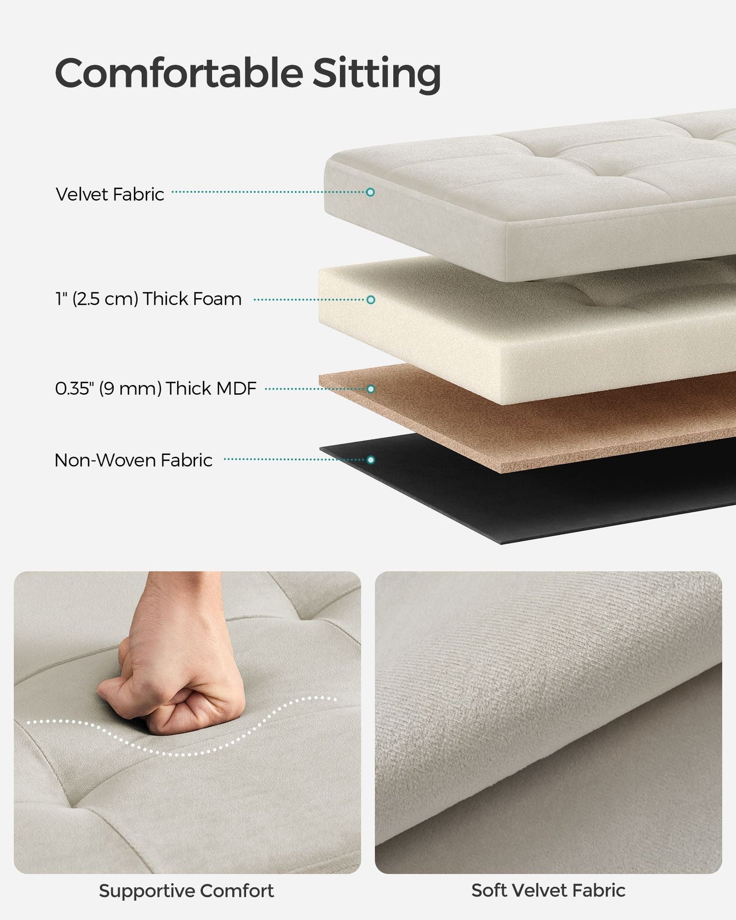 Storage Ottoman Bench with Storage Chest, Load up to 660 lb