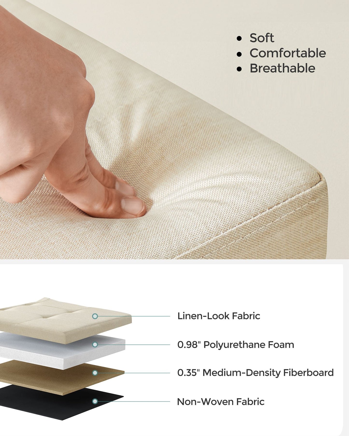43 Inches Folding Storage Ottoman Bench