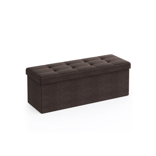 Folding Storage Ottoman Bench, Foot Rest, Stool, Storage Chest with Wooden Divider, Holds up to 660 lb, Brown