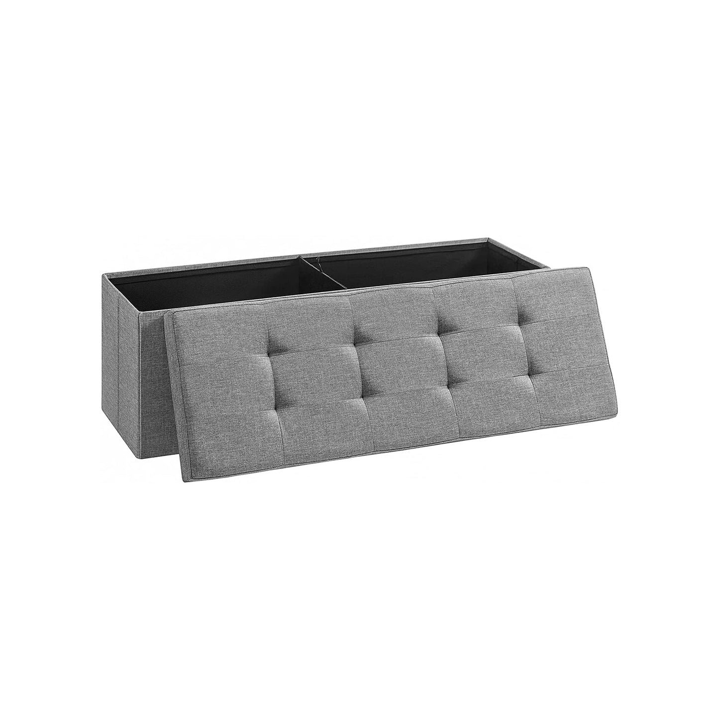 Folding Storage Ottoman Bench Storage Chest Foot Rest Stool with Metal Support, Holds up to 660lb, Light Grey