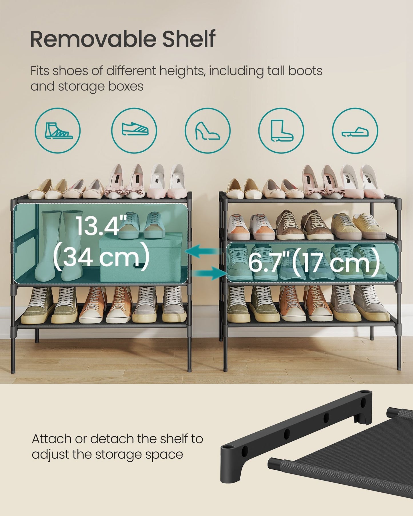 hoe Rack, Shoe Storage Organizer, Space-Saving