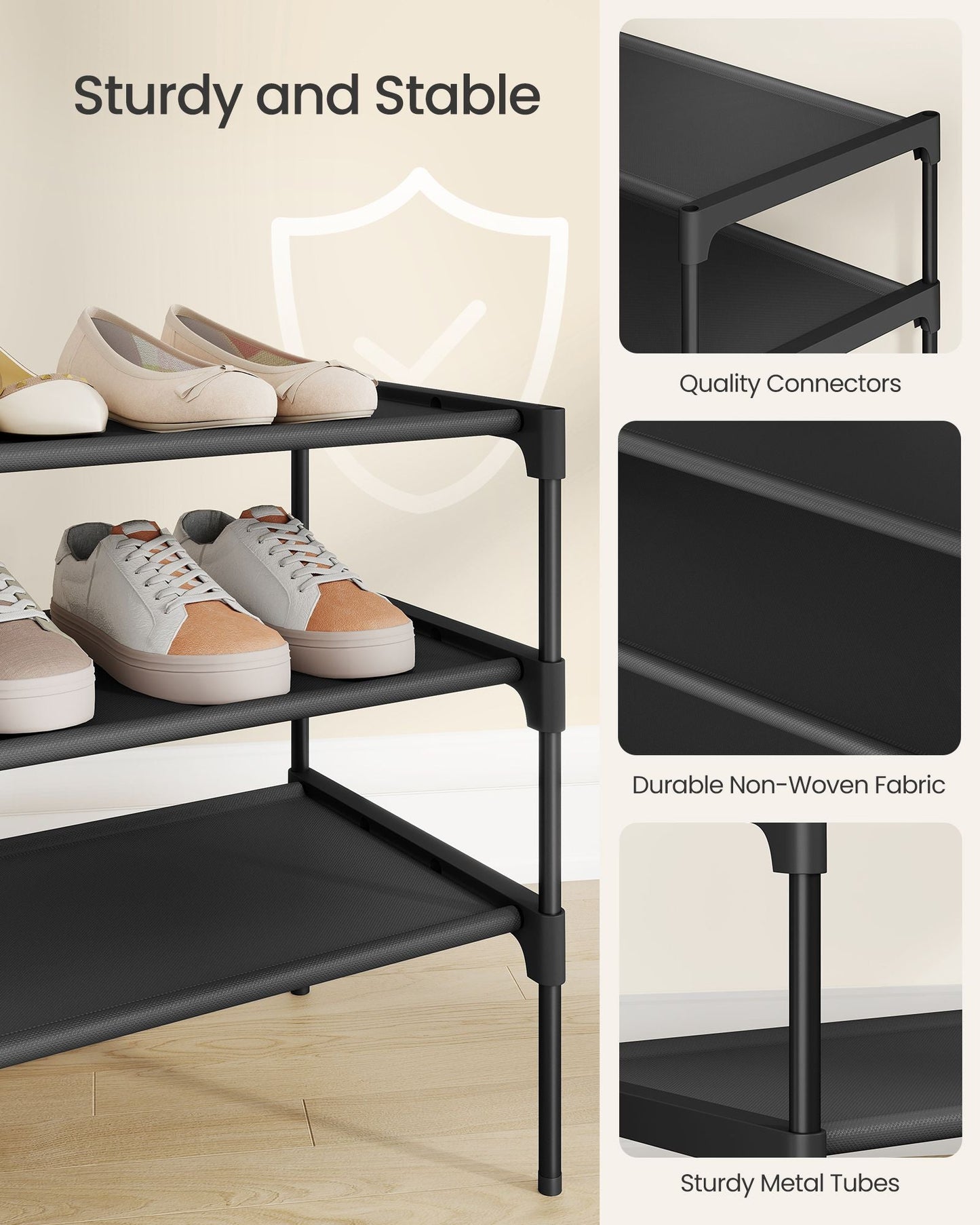 Shoe Rack, 2-Tier Shoe Storage Organizer, Space-Saving, 11.7 x 36.1 x 12.2 Inches