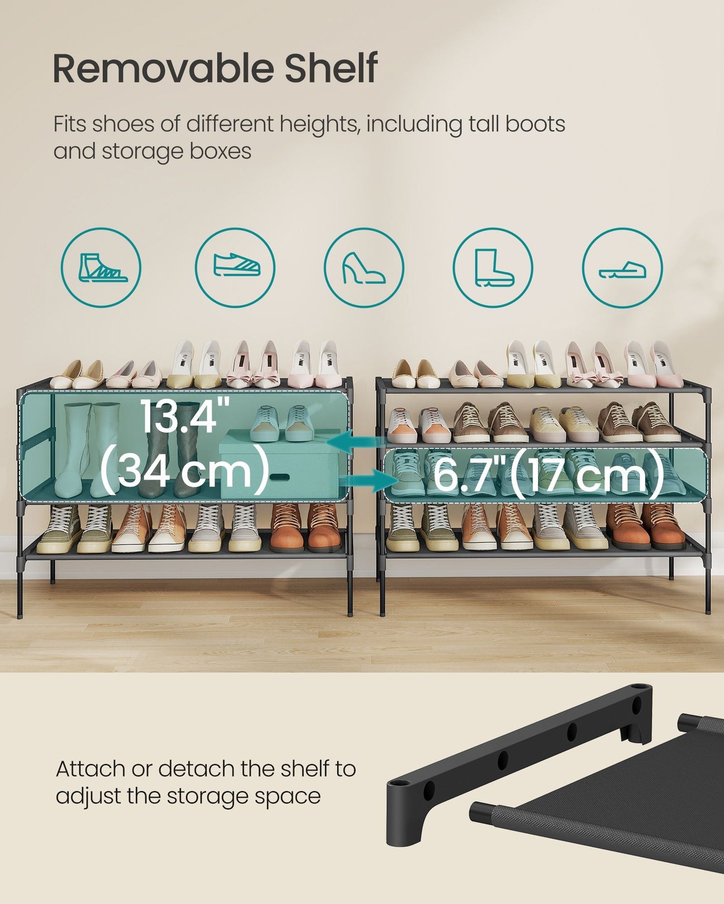 Shoe Rack, Shoe Storage Organizer, Space-Saving