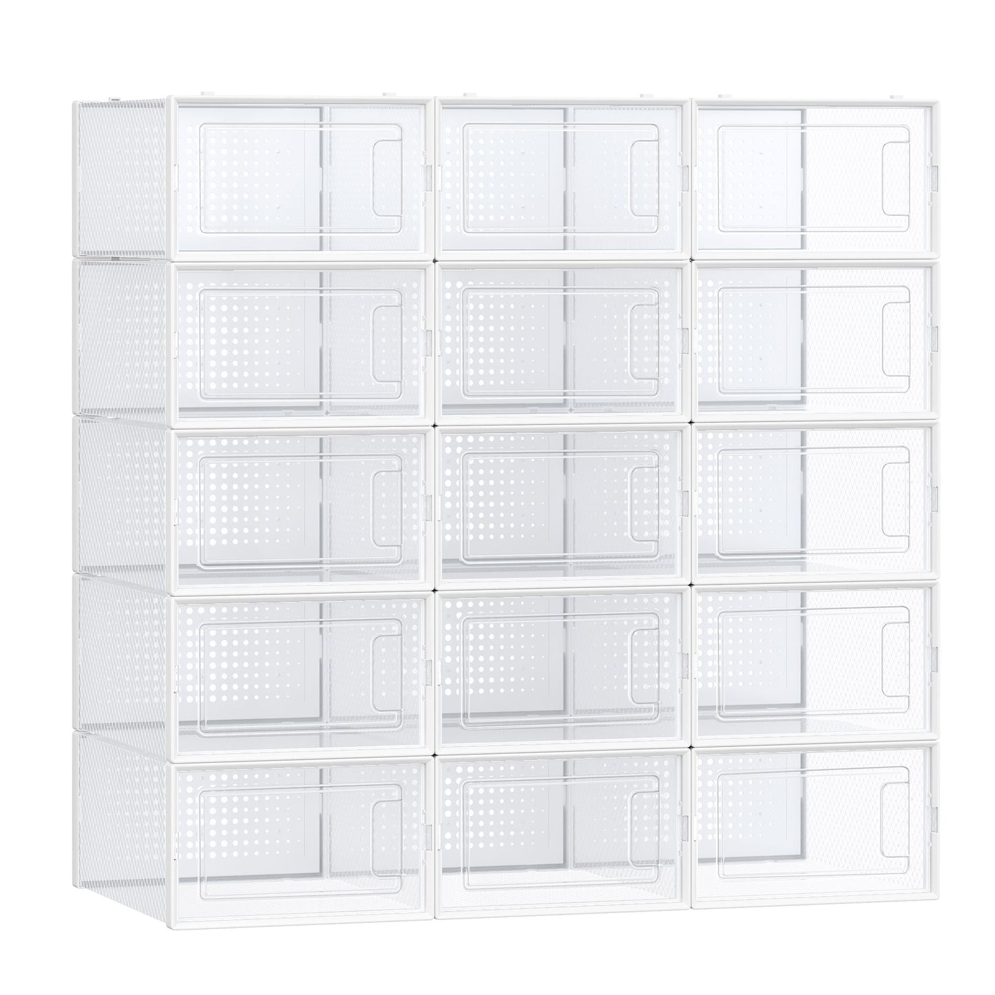 Shoe Boxes, Pack of 15 Shoe Storage Organizers, Stackable Clear Plastic Boxes for Closet, Sneakers