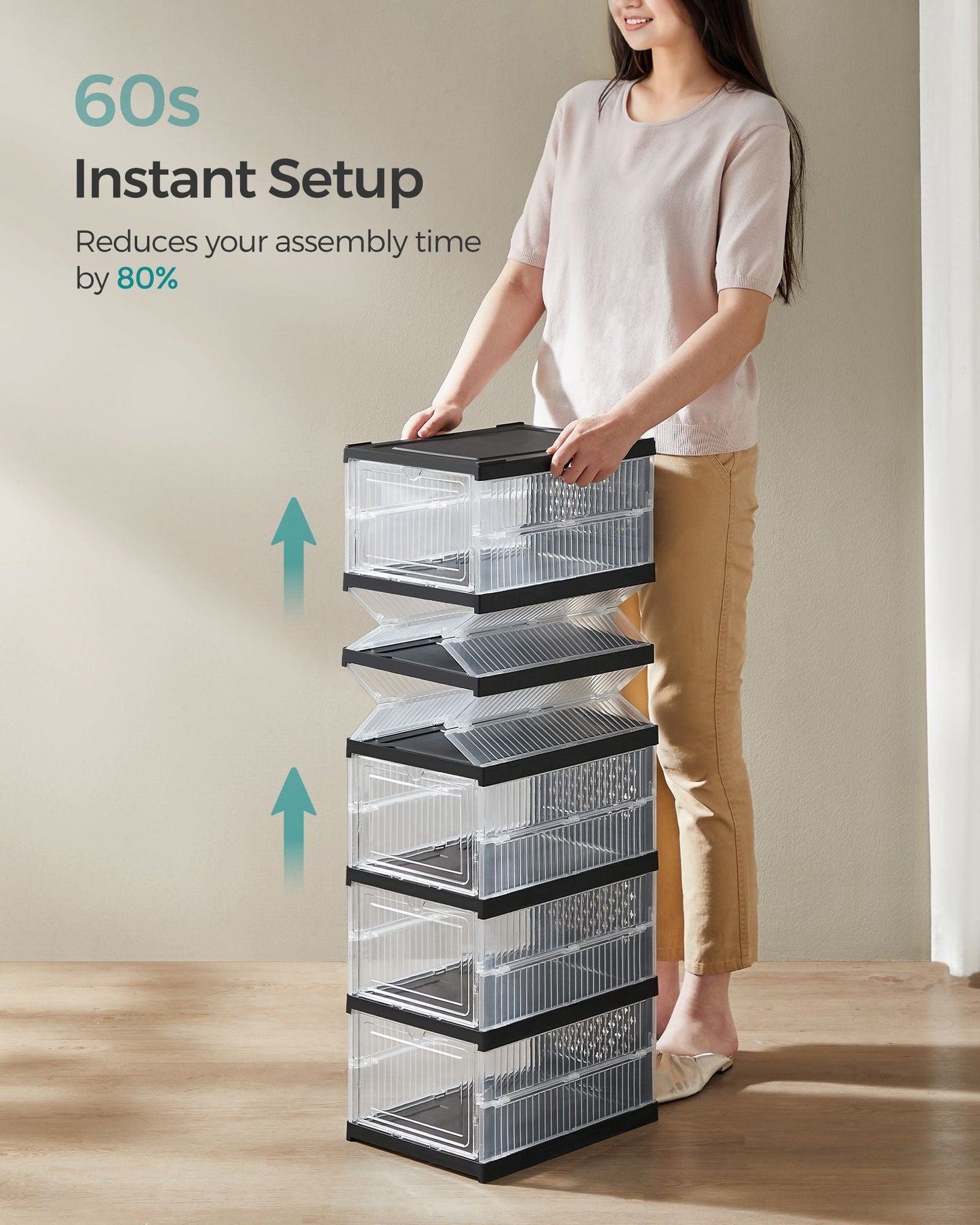 Pack of 18 Foldable Shoe Boxes, Fit up to US Size 13