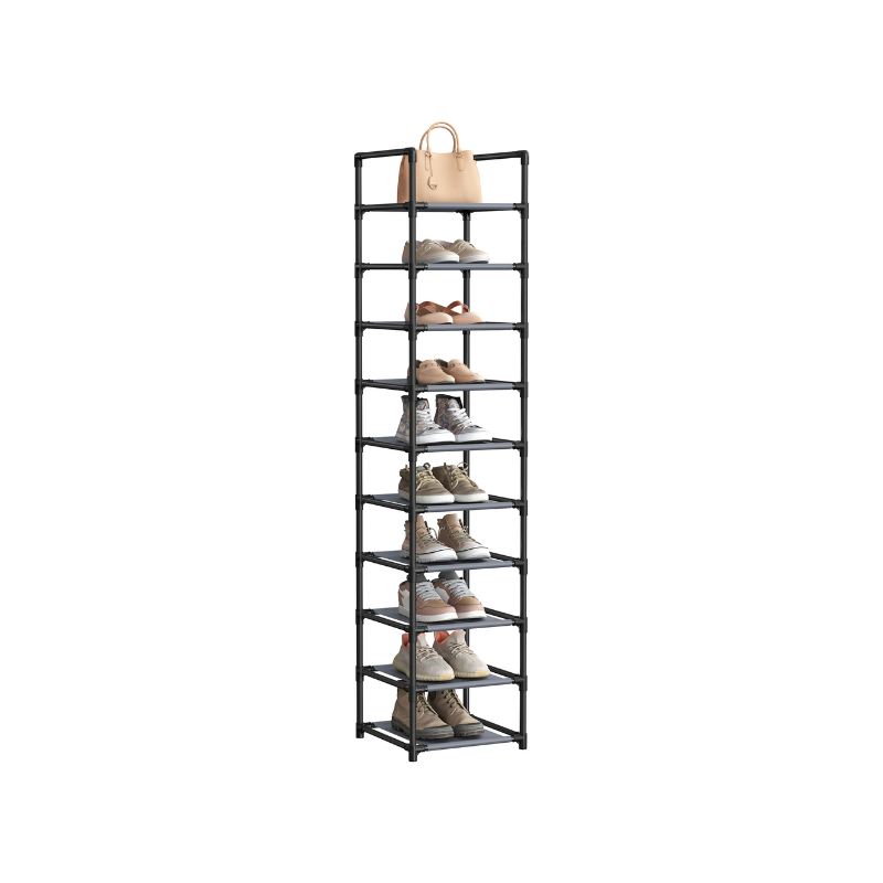 10-Tier Shoe Shelf with Metal Frame
