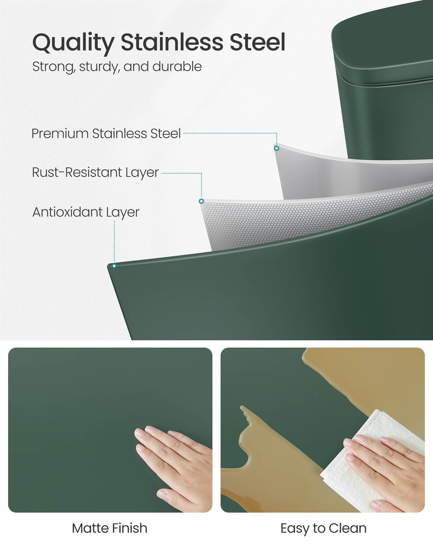 8- Gallon Silver Step-Open Trash Can with Plastic Inner Bucket