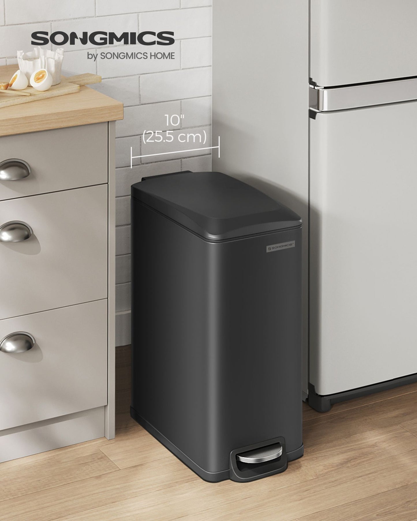 13 Gallon Garbage Can for Narrow Spaces with Soft-Close Lid
