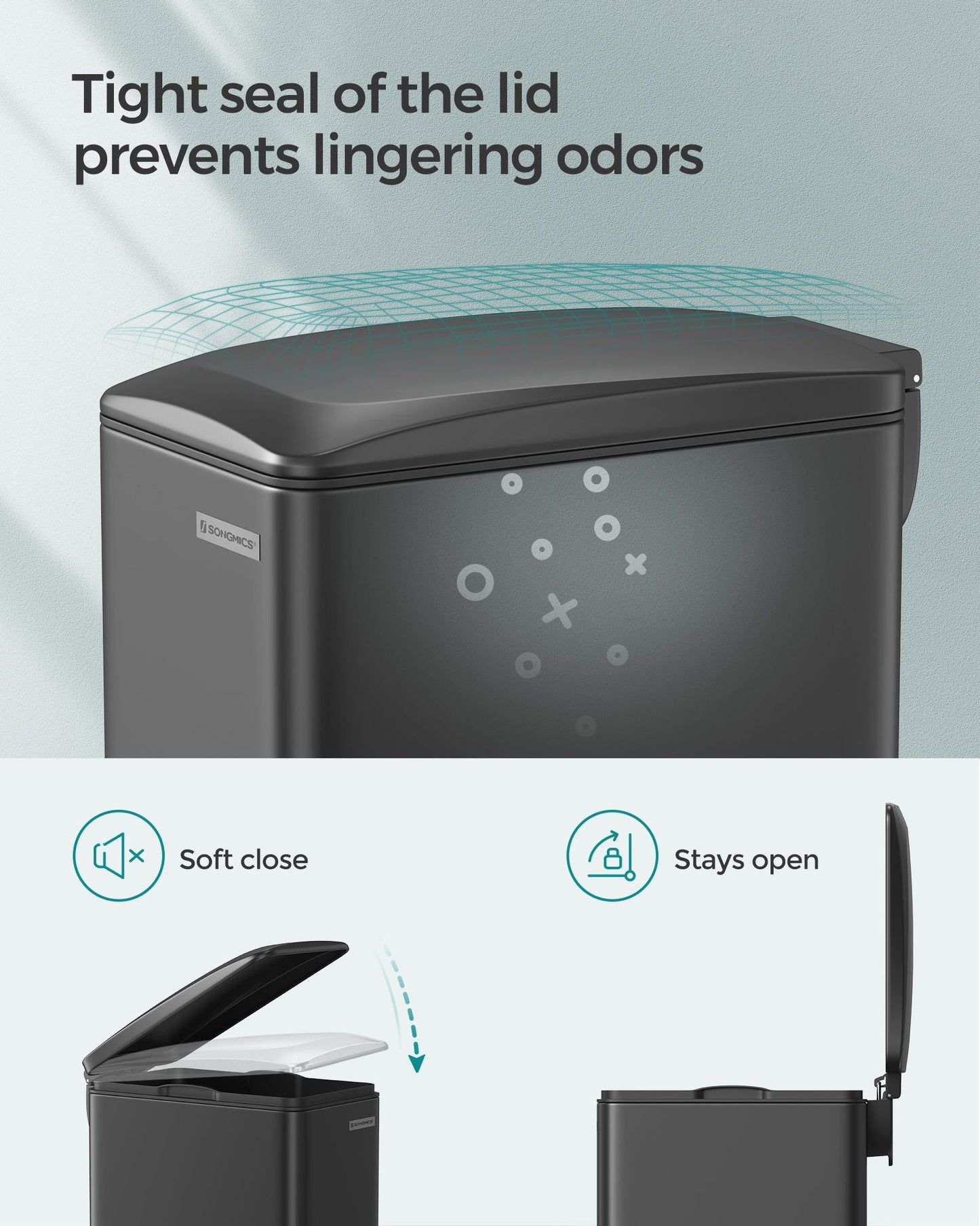 13 Gallon Garbage Can for Narrow Spaces with Soft-Close Lid