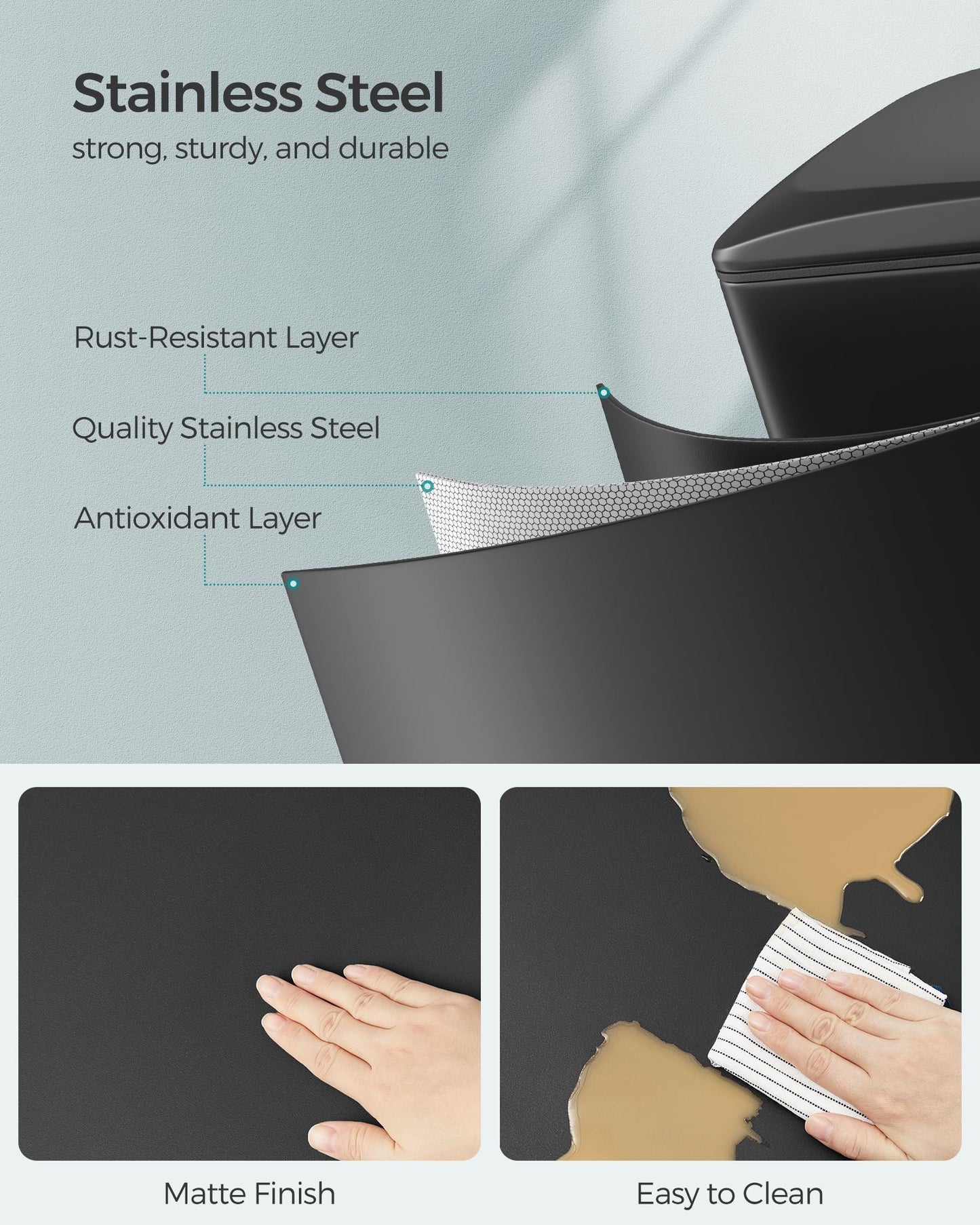 13 Gallon Garbage Can for Narrow Spaces with Soft-Close Lid