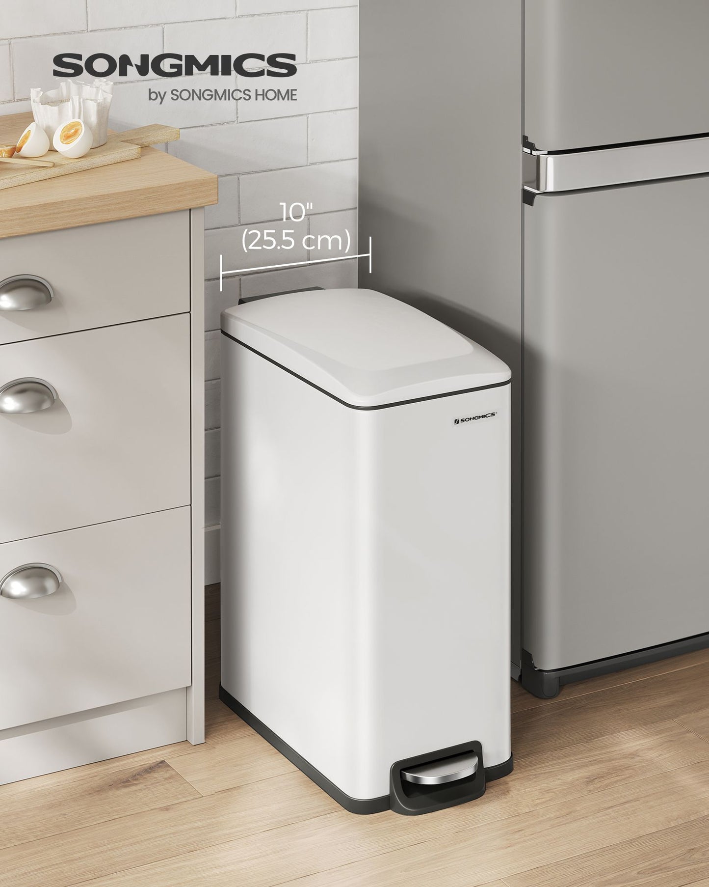 13 Gallon Garbage Can for Narrow Spaces with Soft-Close Lid