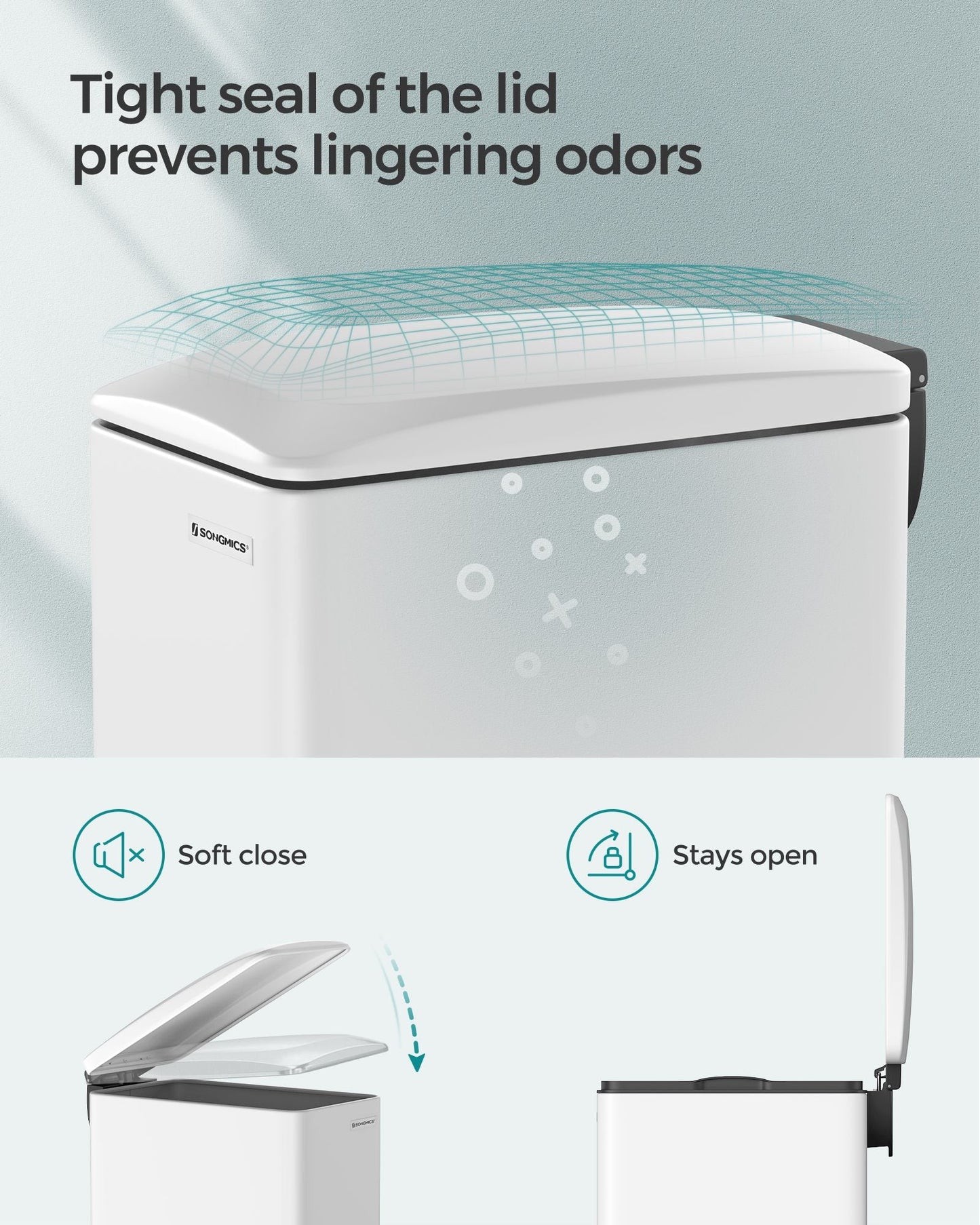 13 Gallon Garbage Can for Narrow Spaces with Soft-Close Lid