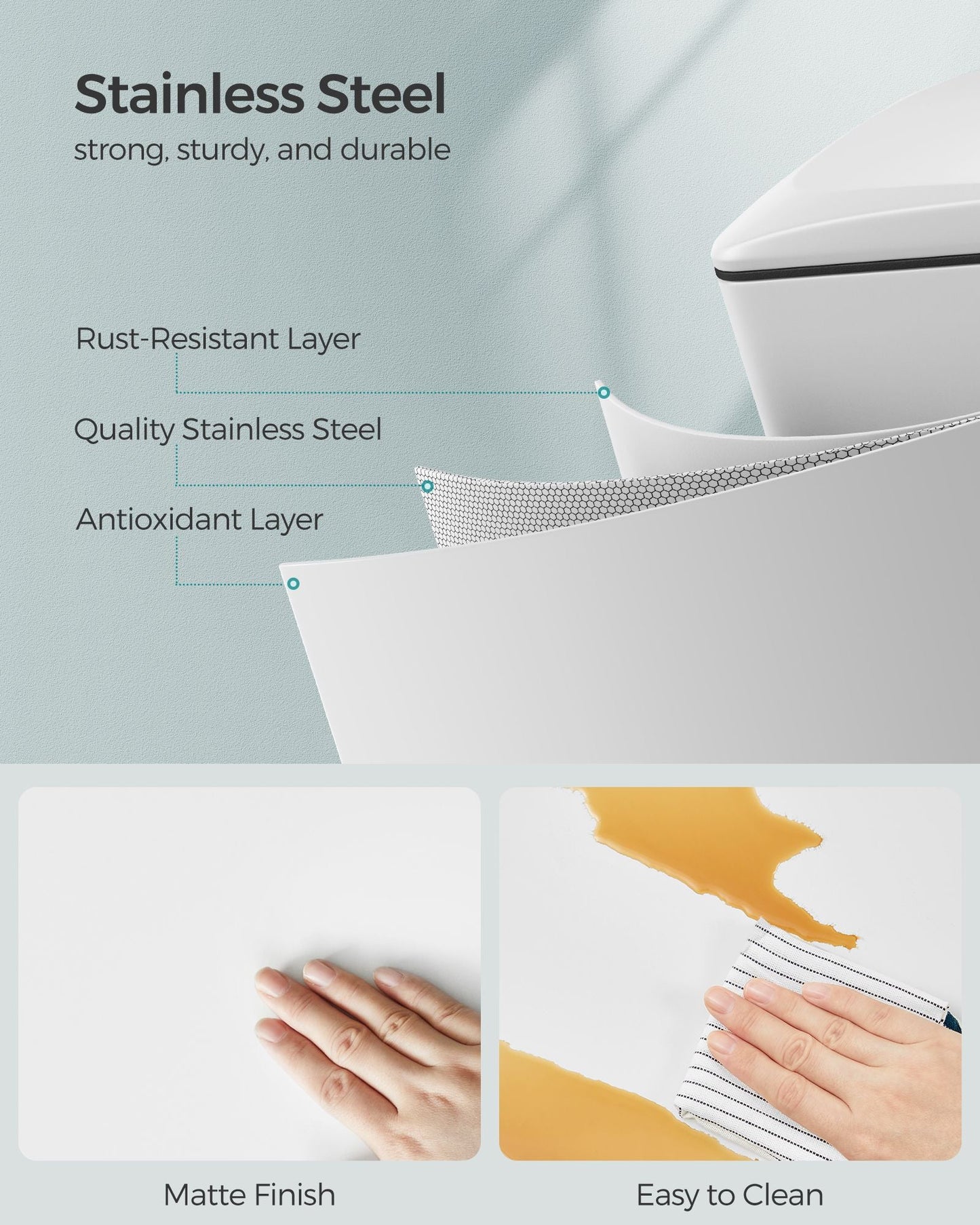 13 Gallon Garbage Can for Narrow Spaces with Soft-Close Lid