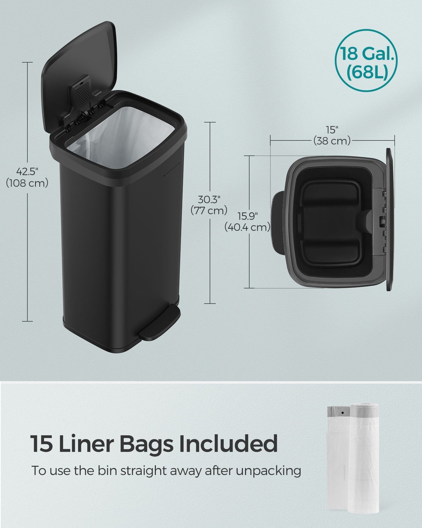 18-Gallon Stainless Steel Garbage Can
