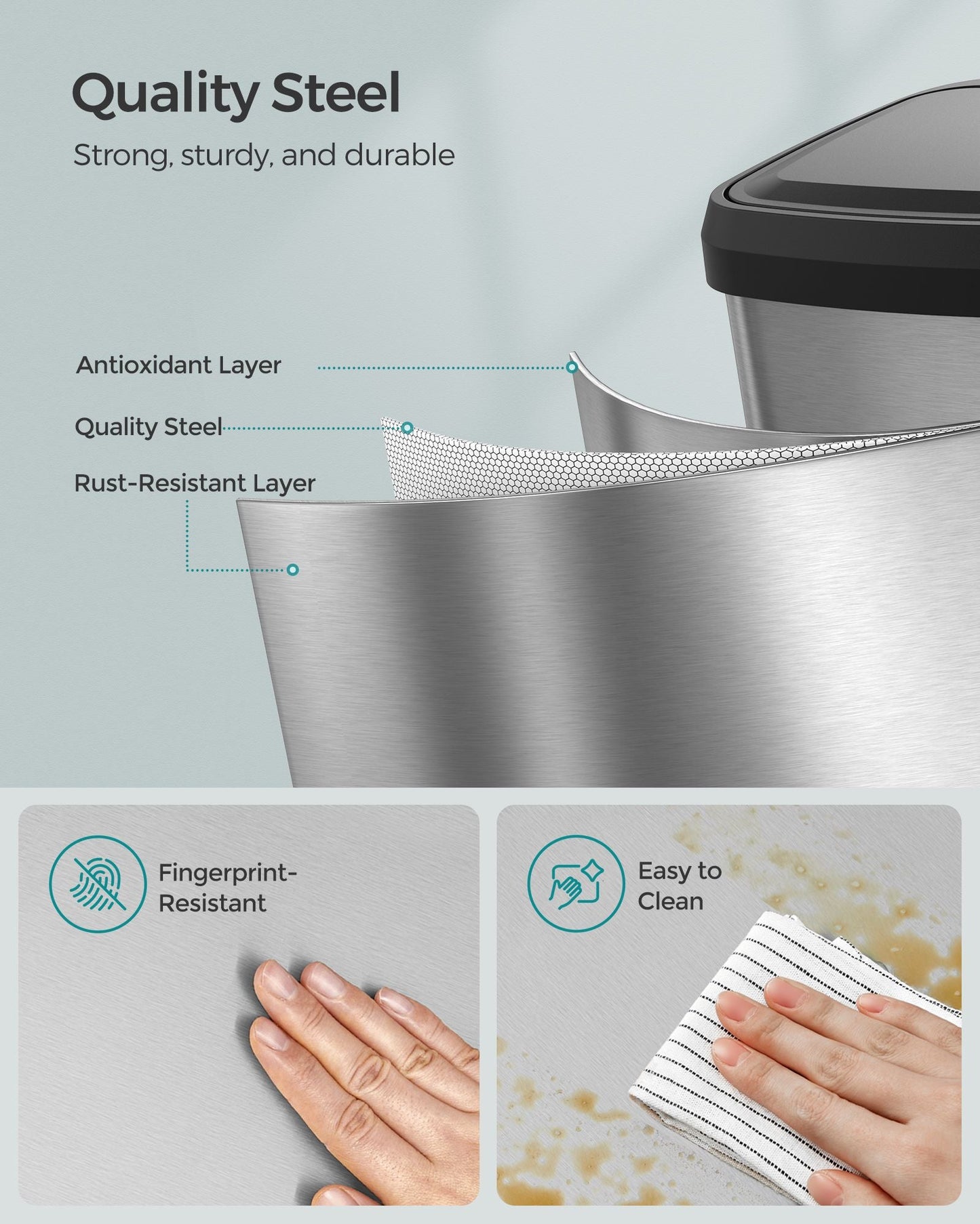 18-Gallon Stainless Steel Garbage Can