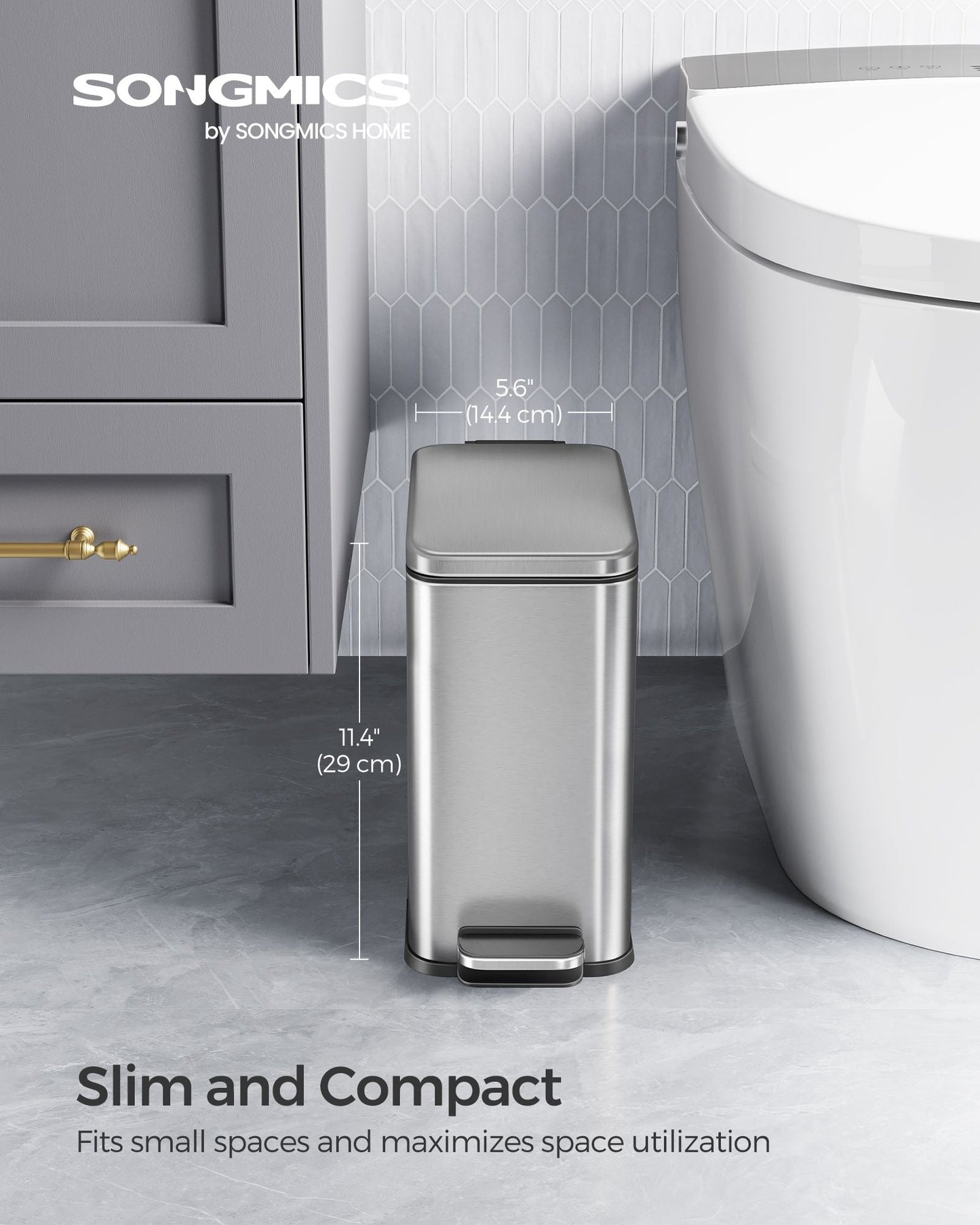 1.3 Gallon Bathroom Trash Can and Toilet Brush Set