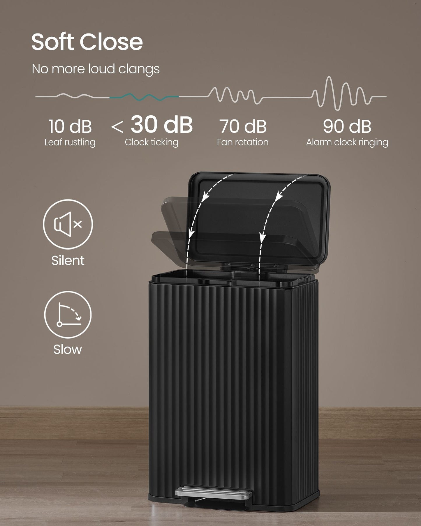 Trash Can, 13 Gallon (50 L) Garbage Can for Kitchen