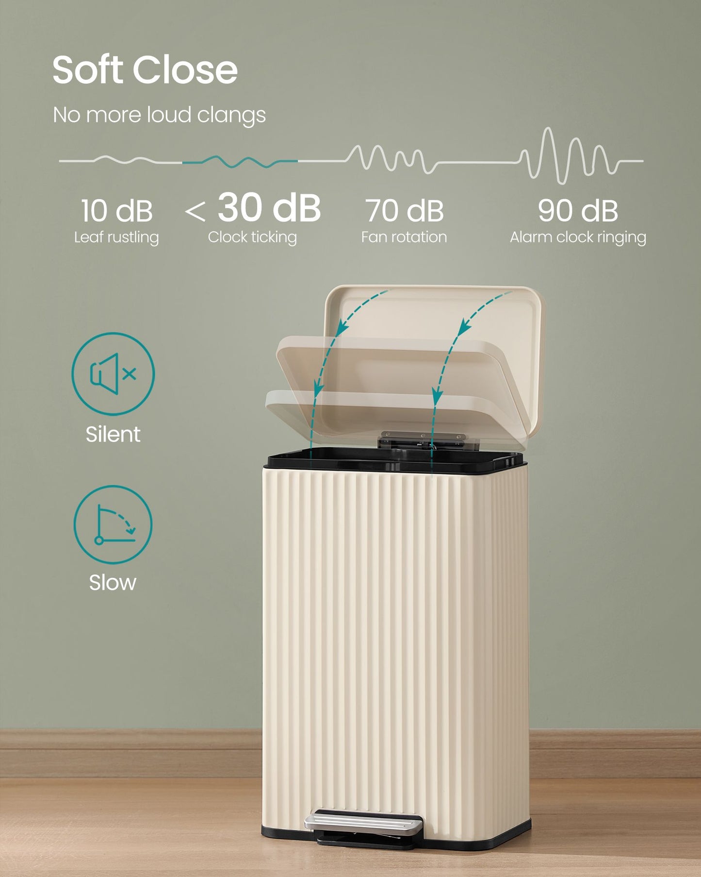 Trash Can, 13 Gallon (50 L) Garbage Can for Kitchen
