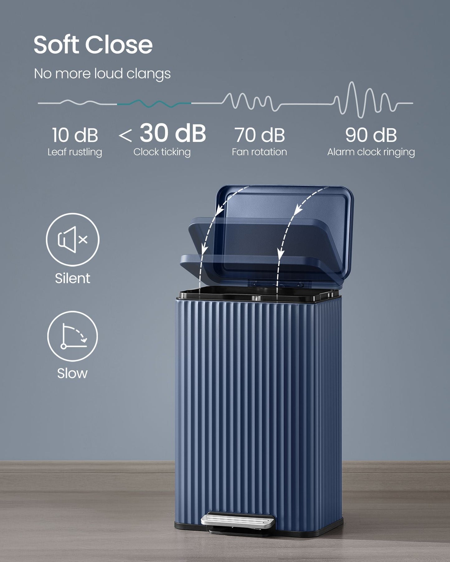 Trash Can, 13 Gallon (50 L) Garbage Can for Kitchen