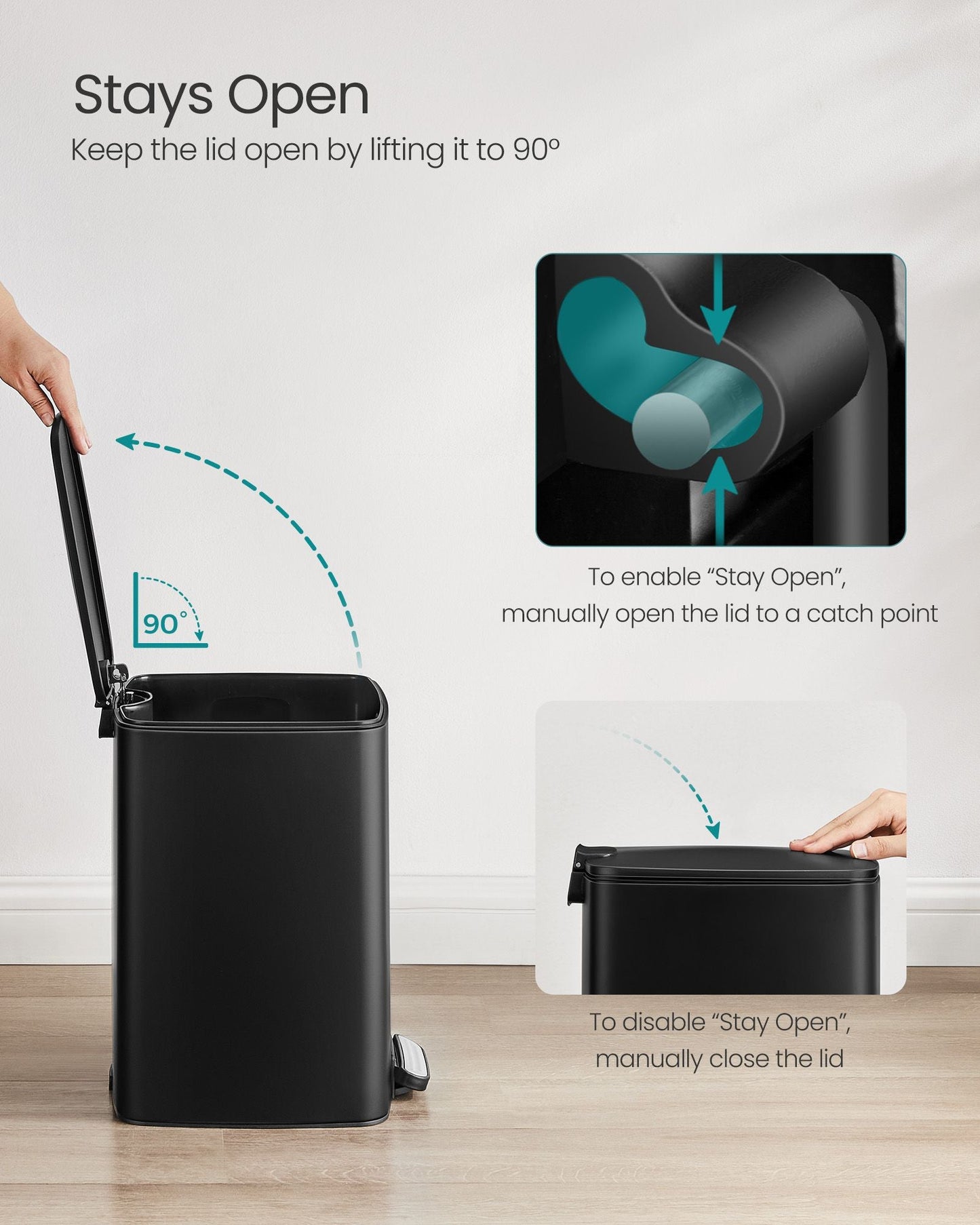 Stainless Trash Can 5.2-Gallon (20 L) with Inner Bucket