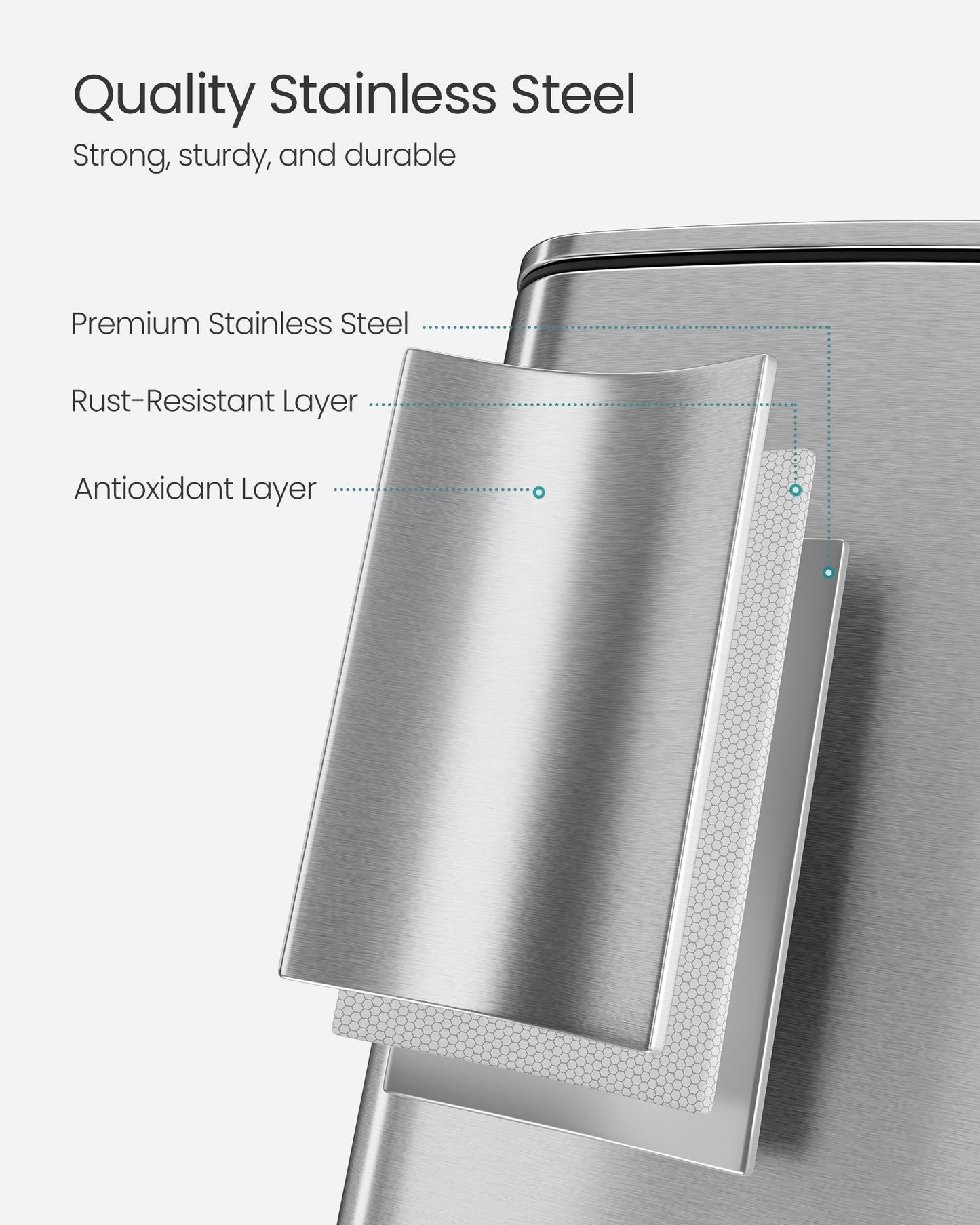 Stainless Trash Can 5.2-Gallon (20 L) with Inner Bucket