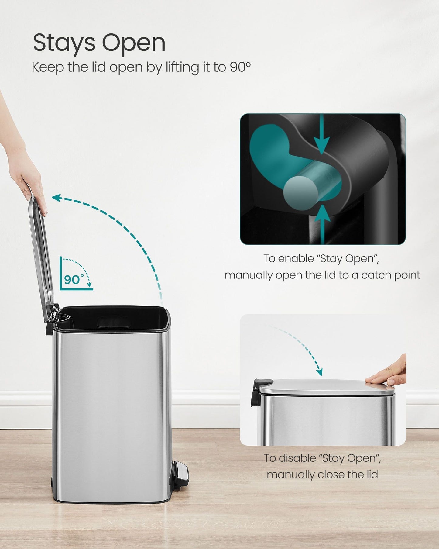 Stainless Trash Can 5.2-Gallon (20 L) with Inner Bucket