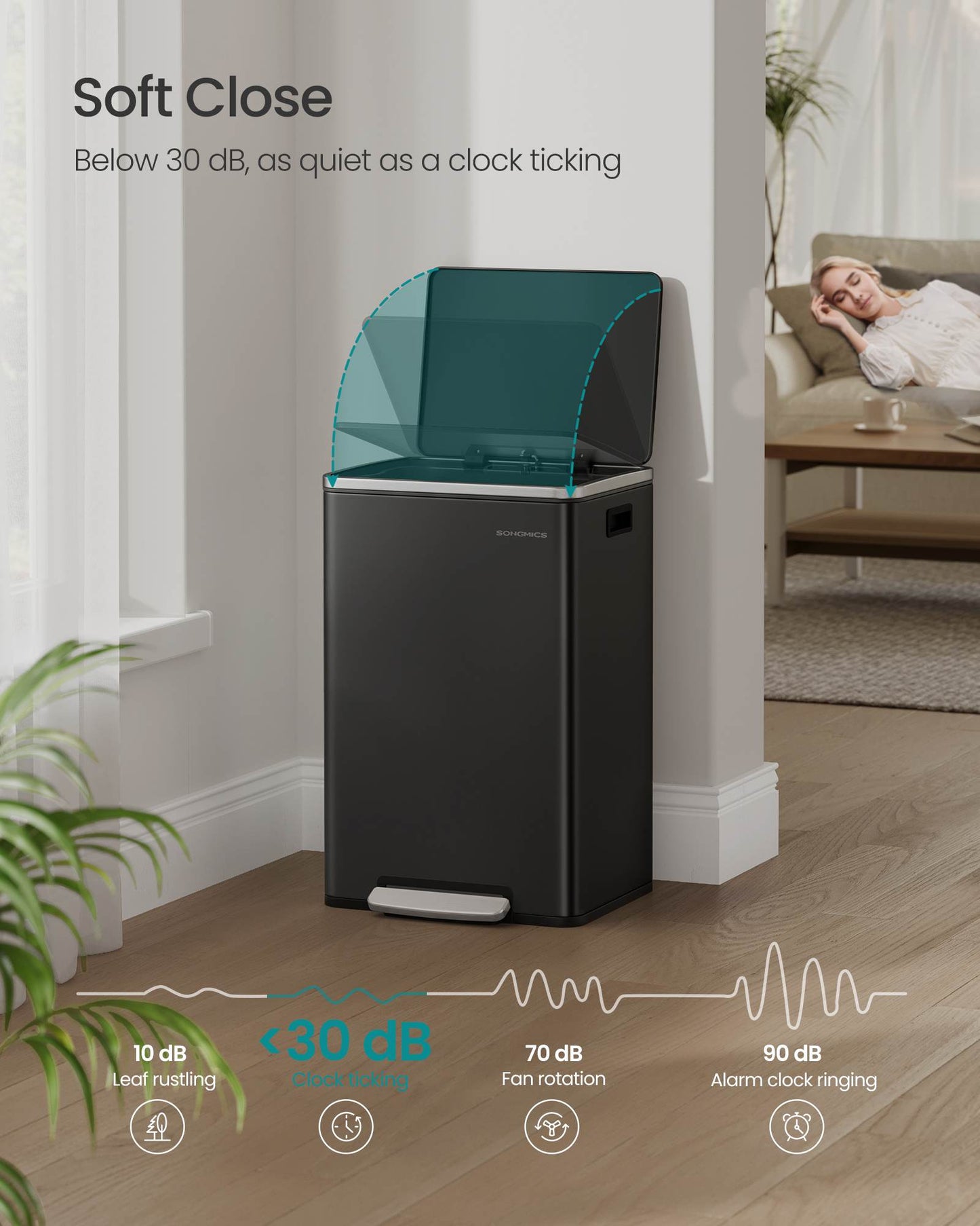 13-Gallon Trash Can with Soft-Close Lid