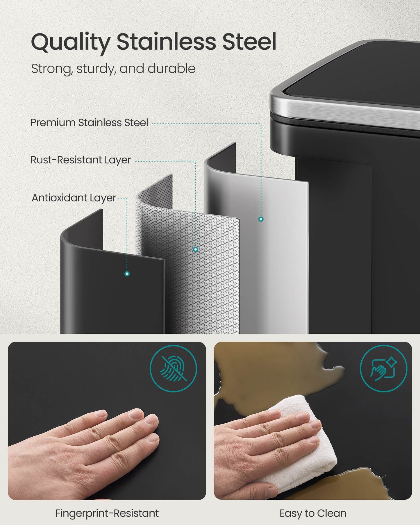 13-Gallon Trash Can with Soft-Close Lid