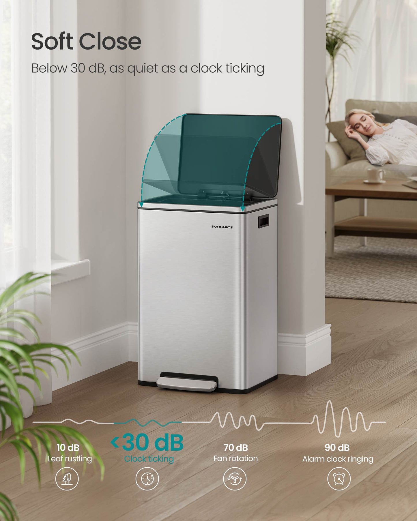 13-Gallon Trash Can with Soft-Close Lid