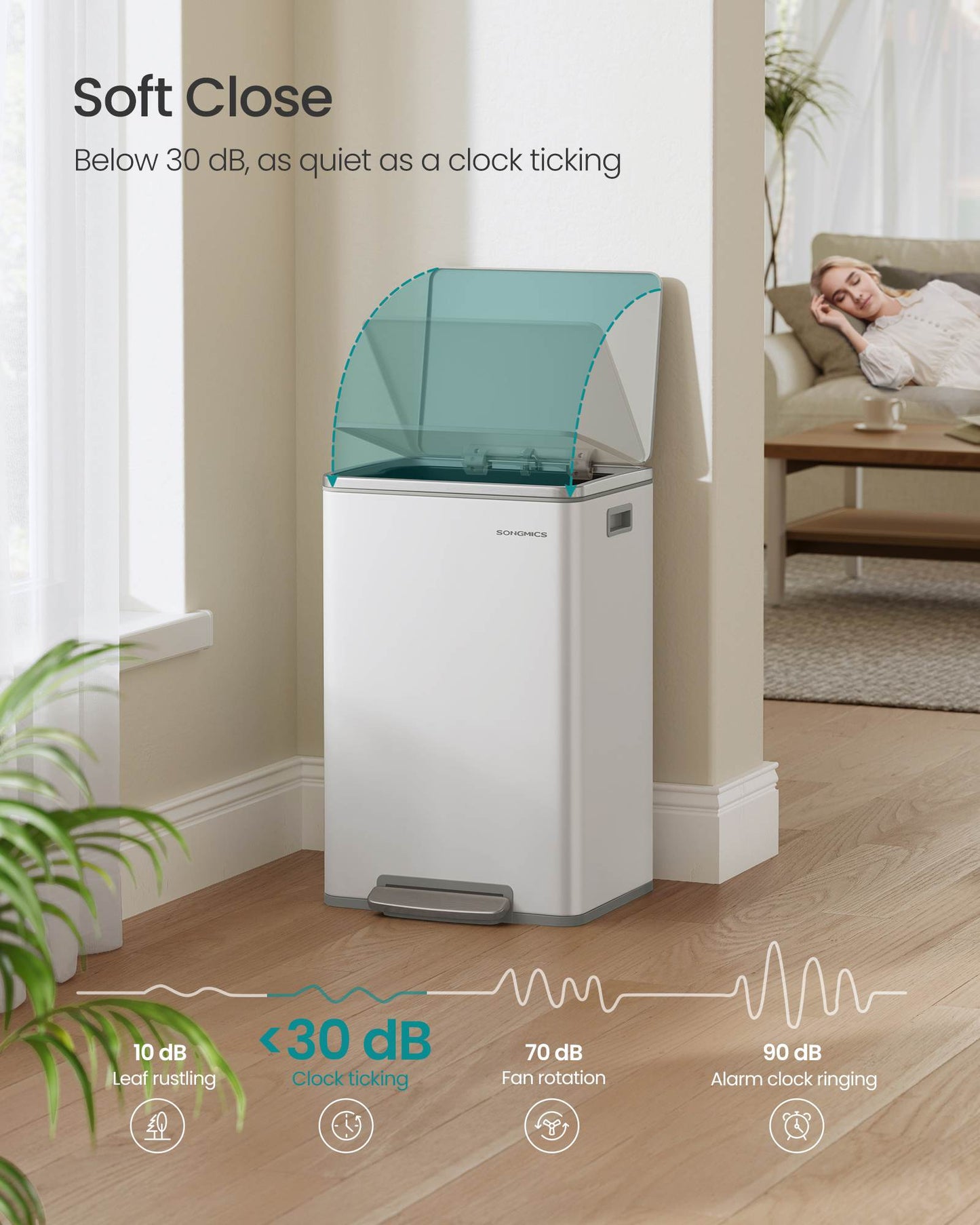 13-Gallon Trash Can with Soft-Close Lid