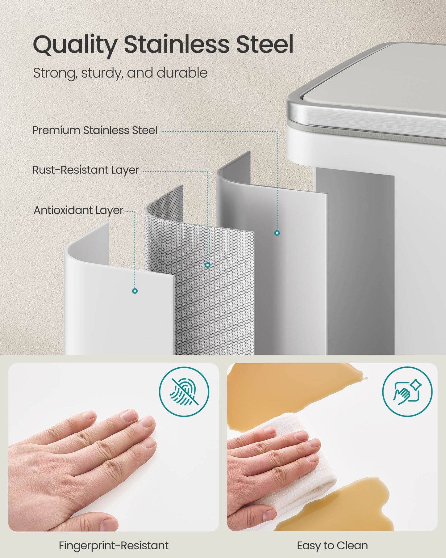 13-Gallon Trash Can with Soft-Close Lid