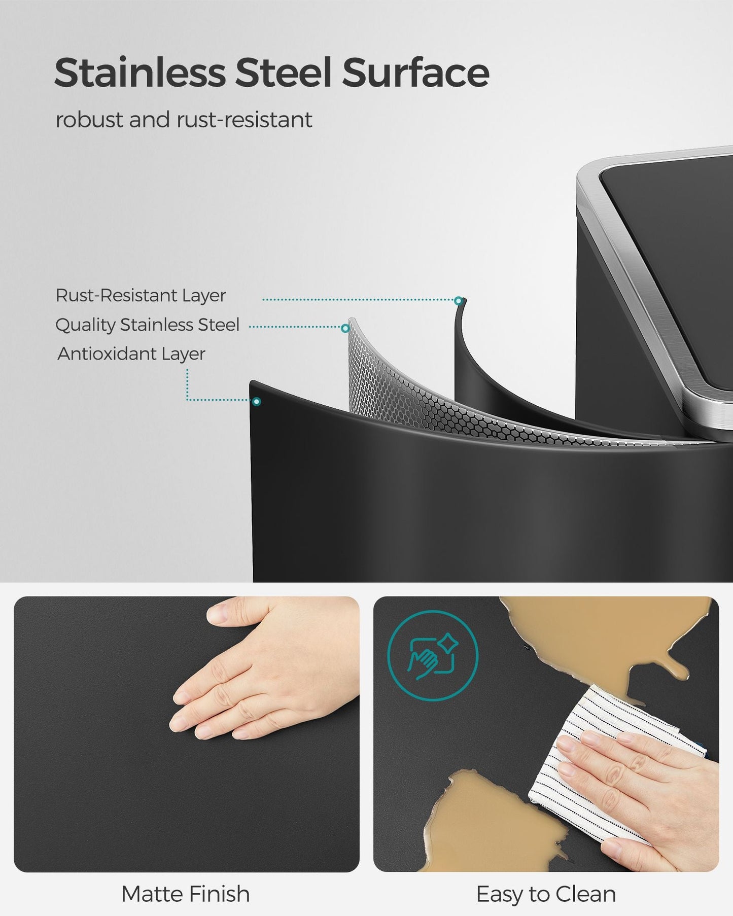 Trash Can with 2 Compartments, 2 x 8-Gallon Double GarbageCan, Trash Bin with Lids