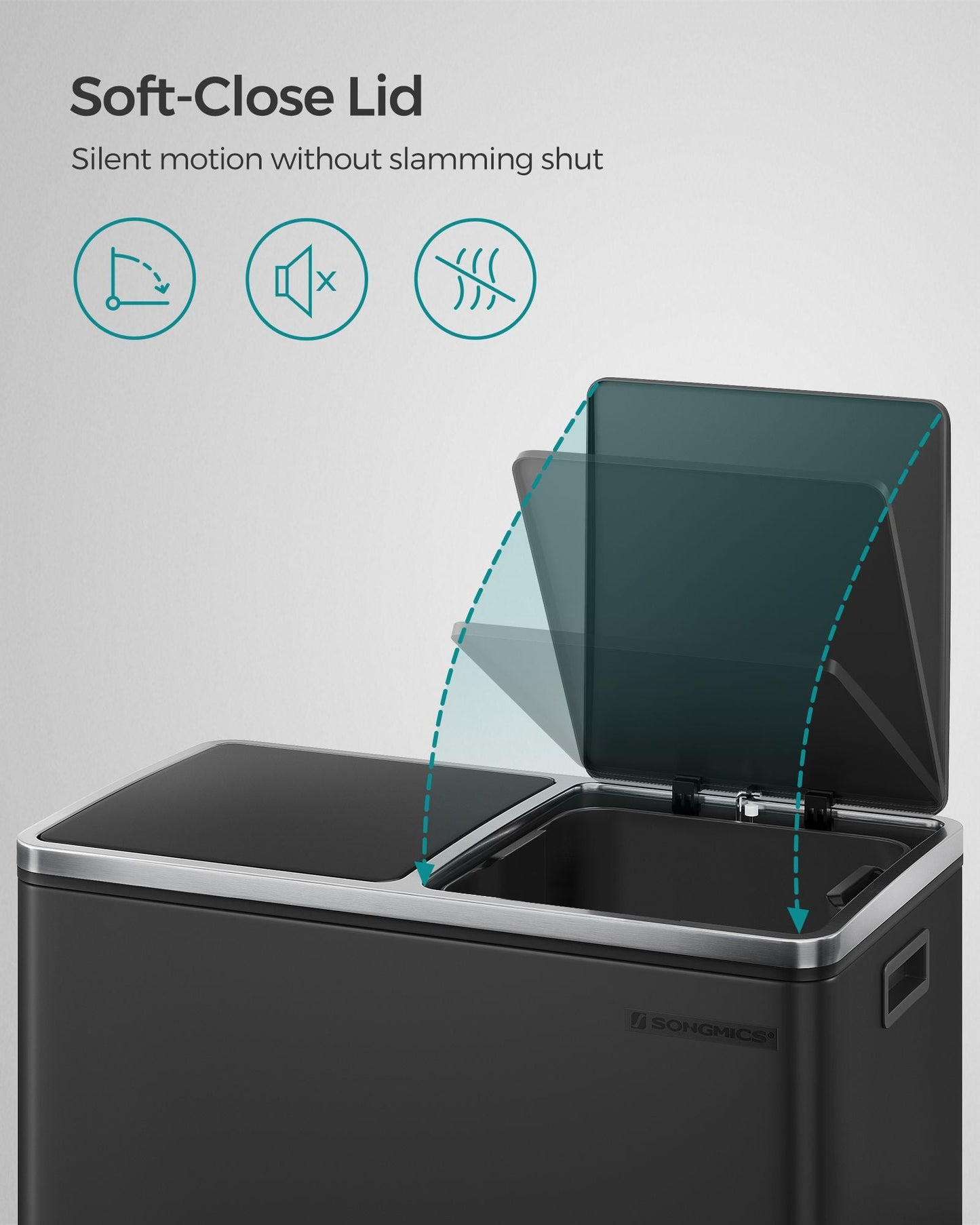 Trash Can with 2 Compartments, 2 x 8-Gallon Double GarbageCan, Trash Bin with Lids