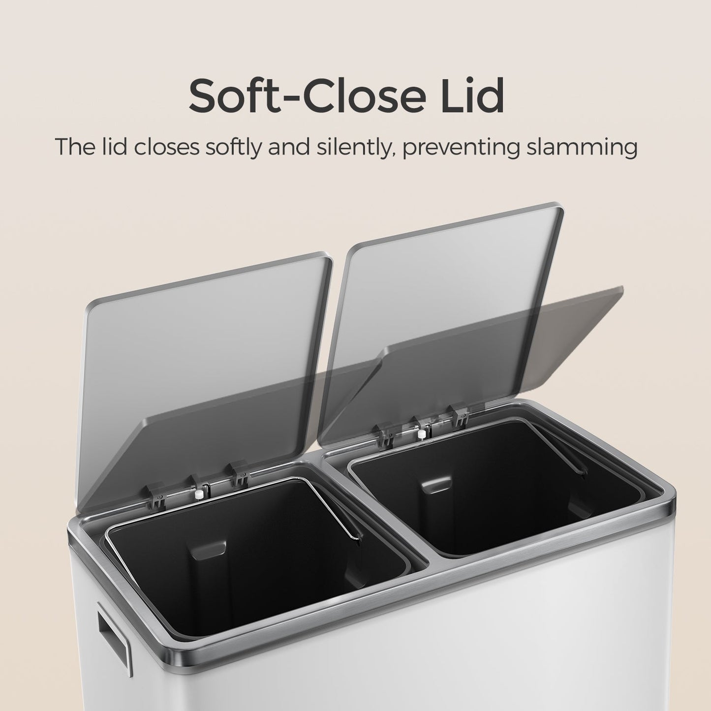 Trash Can with 2 Compartments, 2 x 8-Gallon Double GarbageCan, Trash Bin with Lids
