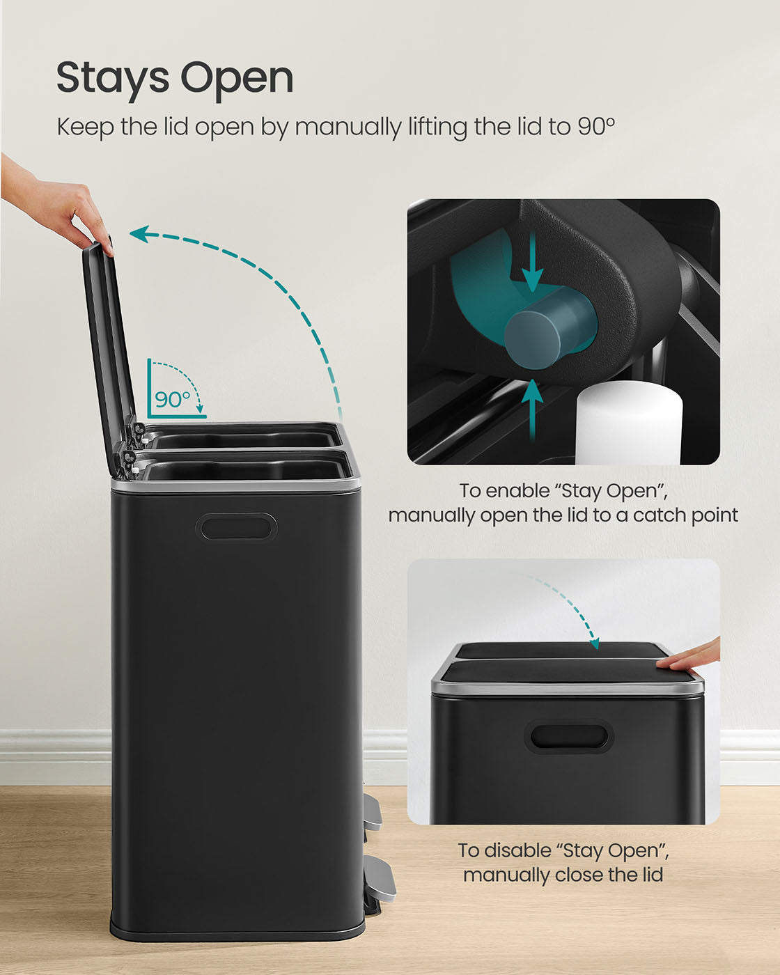 2 x 10.6 Gallon (2 x 40 L) Trash Can for Kitchen