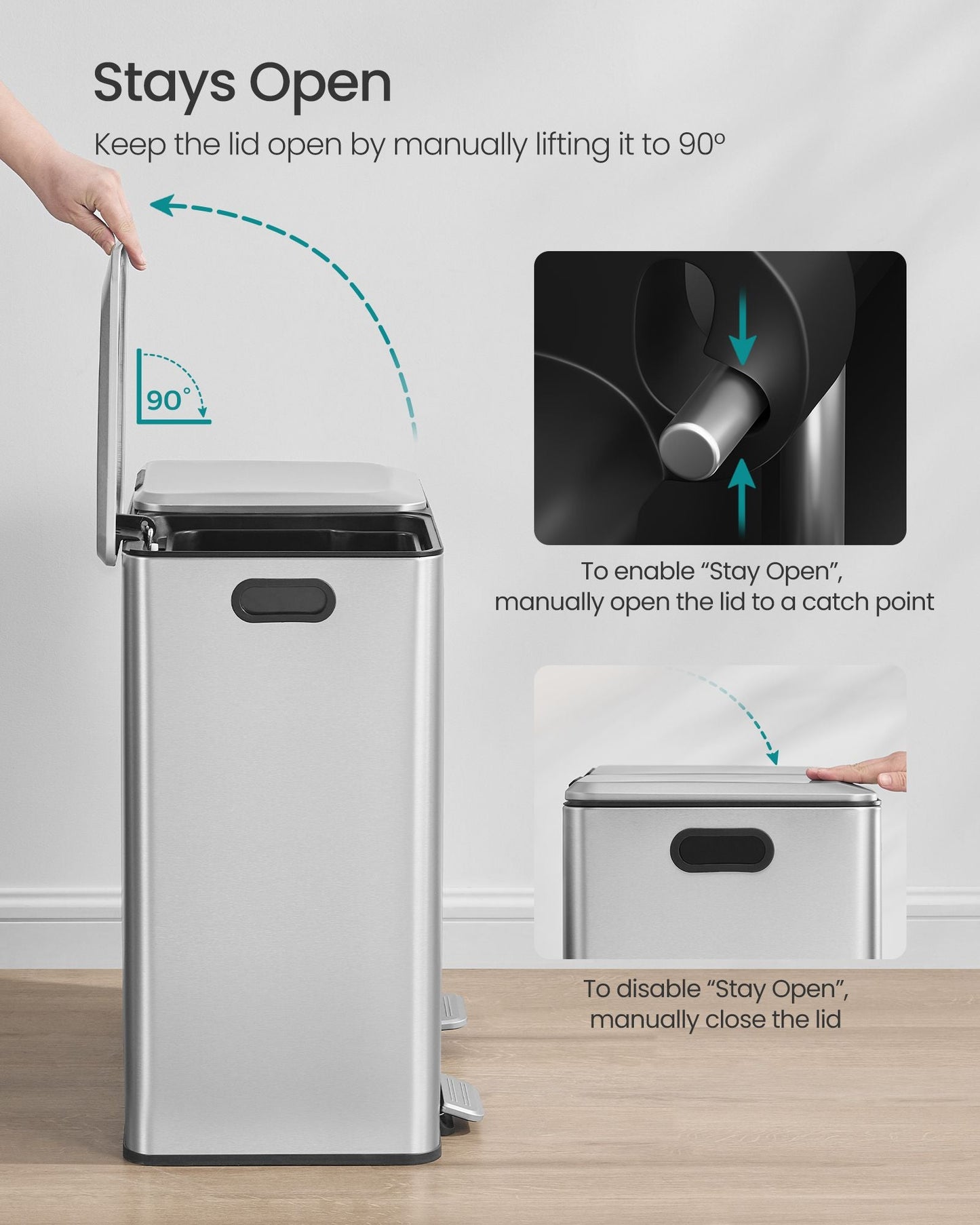 Trash Can, 2 x 8 Gallon (2 x 30 L) Double Garbage Can with Soft-Close Lids