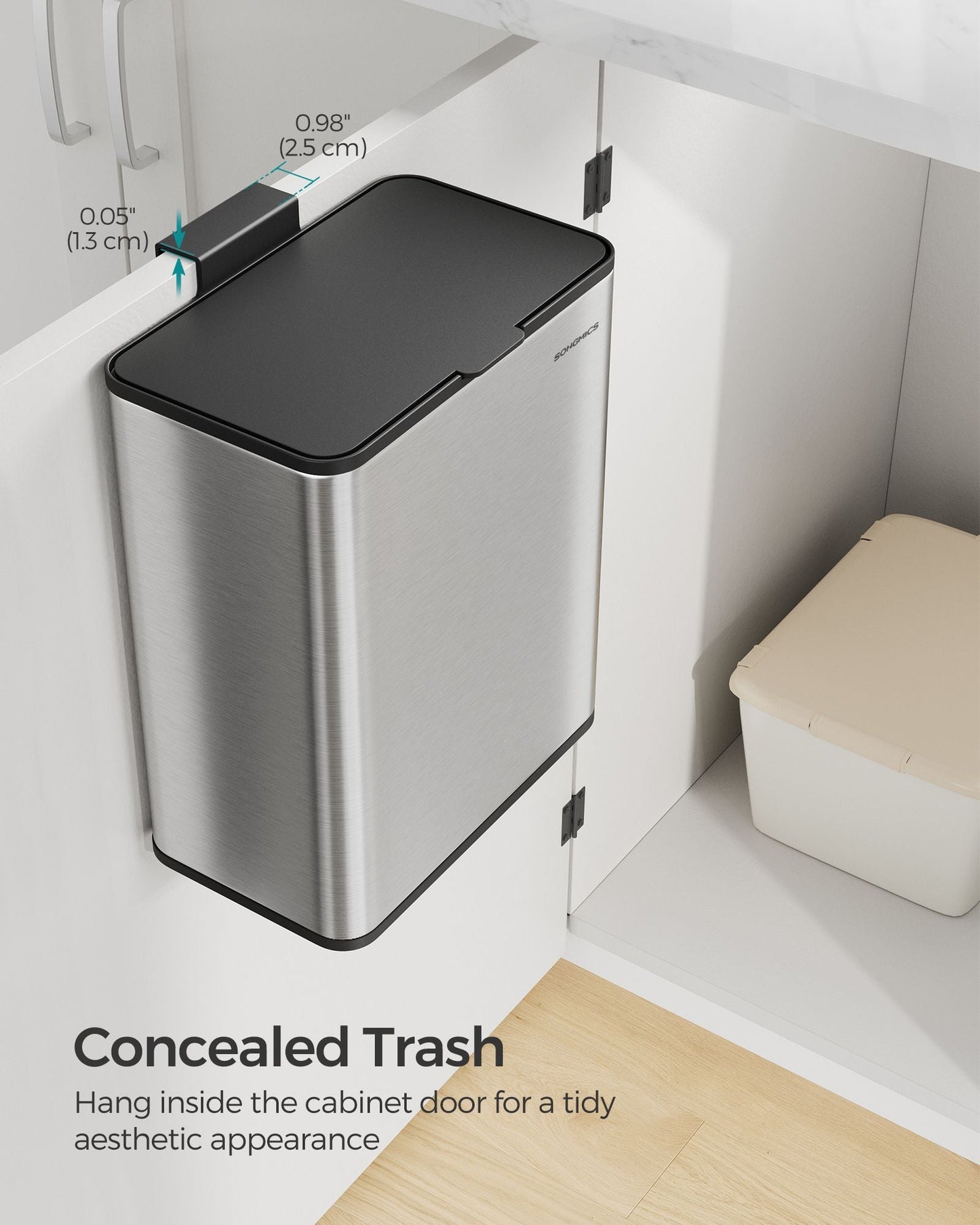 2.1-Gallon Hanging Trash Can with Lid
