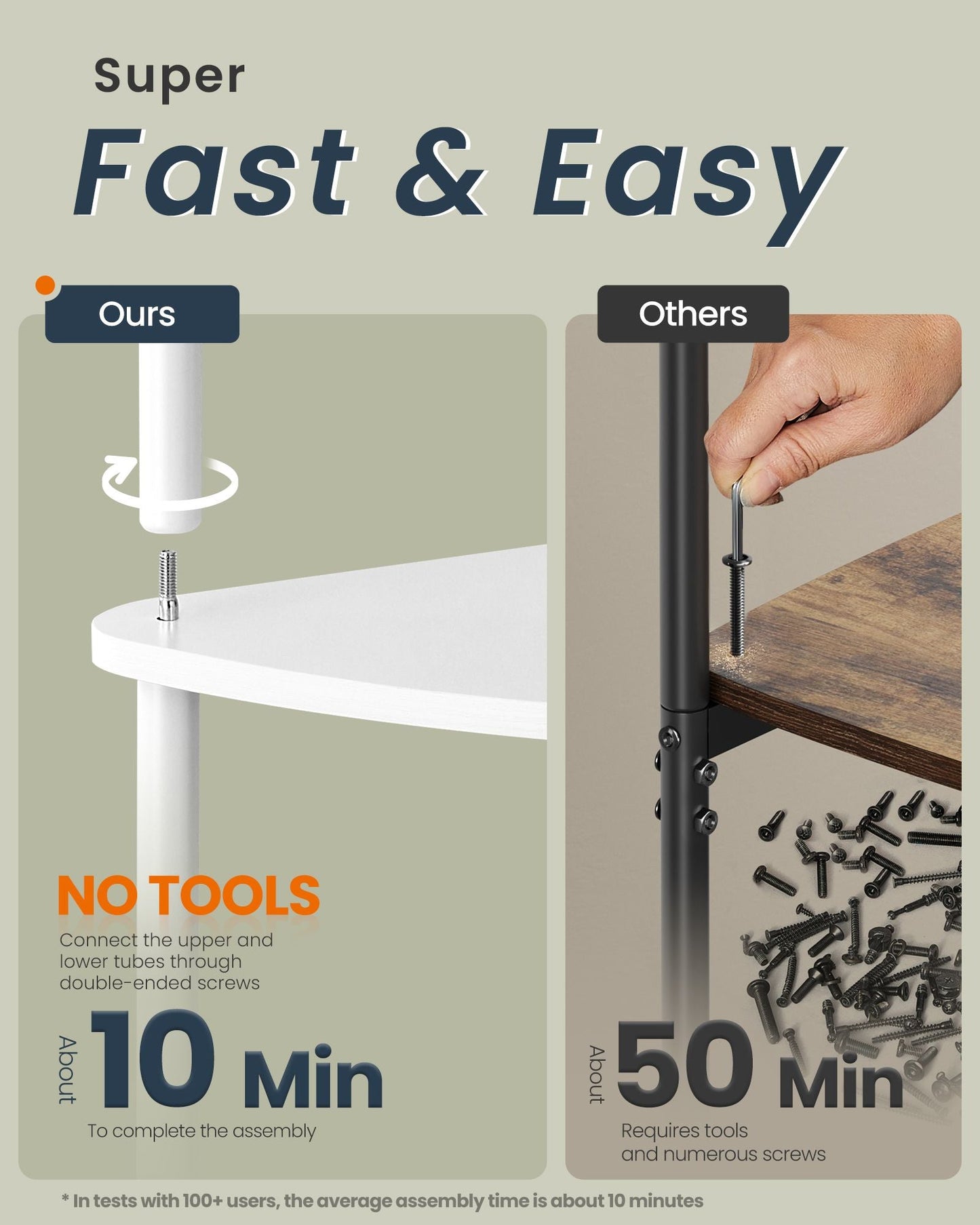 Superfast Toolless Assembly, TV Stand for TVs up to 50 Inches