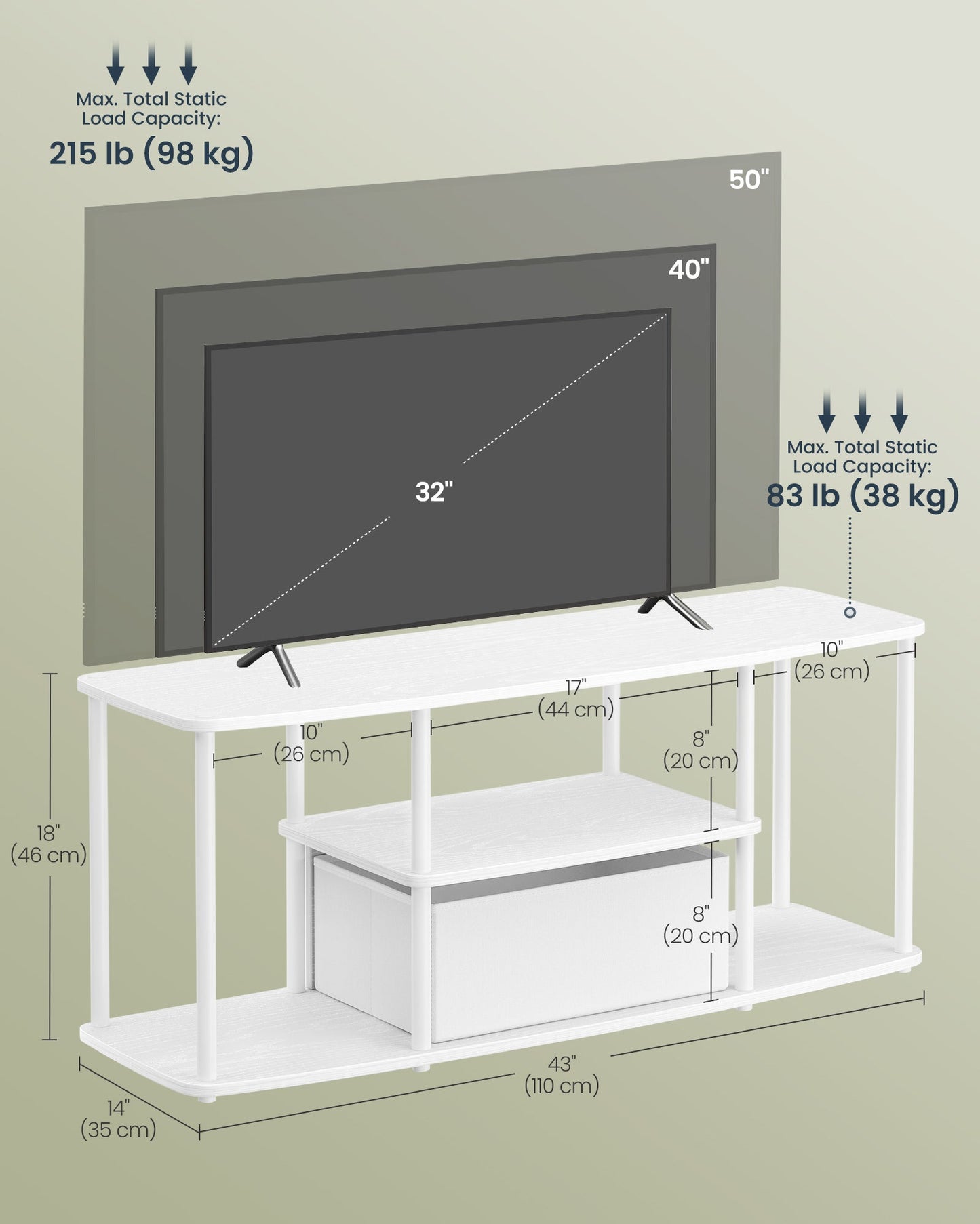 Superfast Toolless Assembly, TV Stand for TVs up to 50 Inches