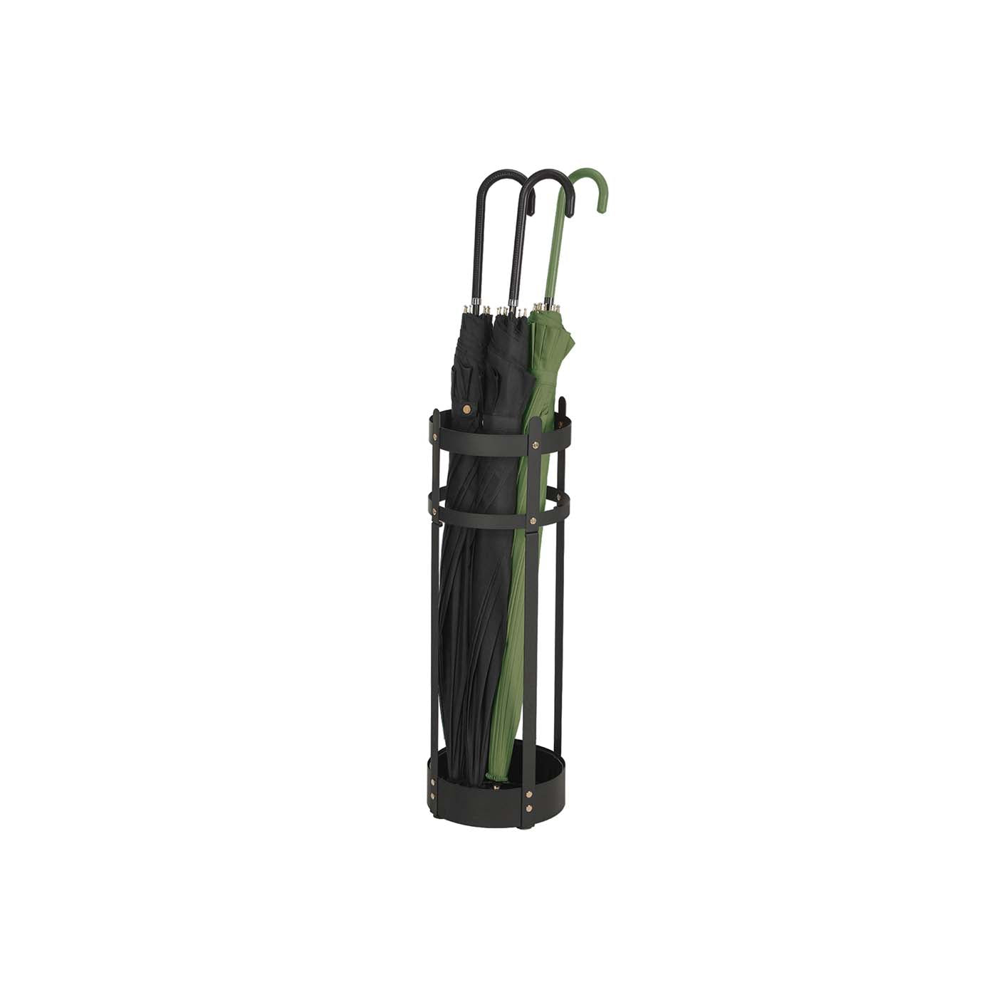 Steel umbrella stand with round holder and detachable drip tray