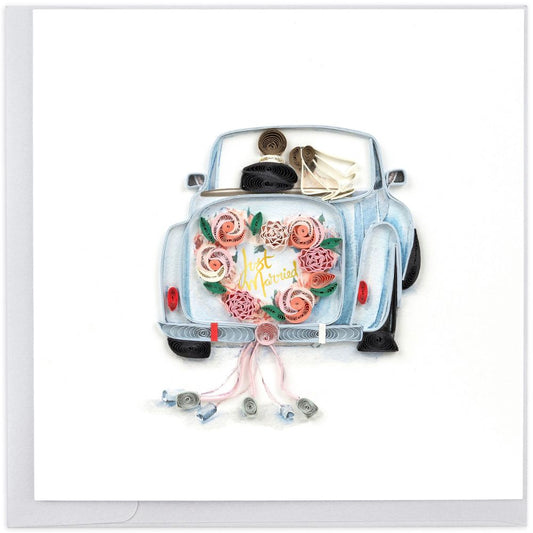 Just Married Car Wedding Quilled Card
