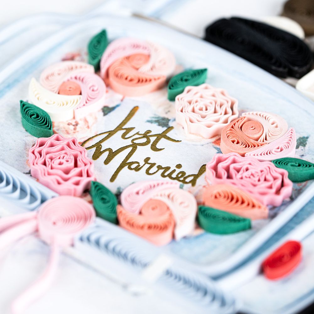 Just Married Car Wedding Quilled Card