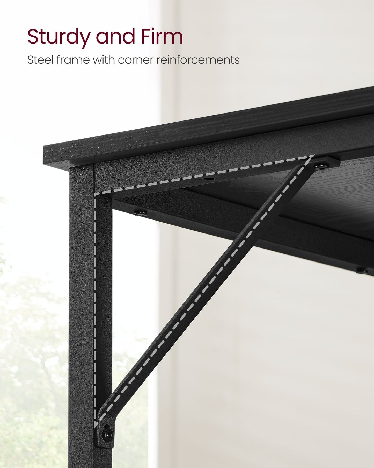 Computer Desk, Gaming Desk, Home Office Desk, Black with Wood Grain