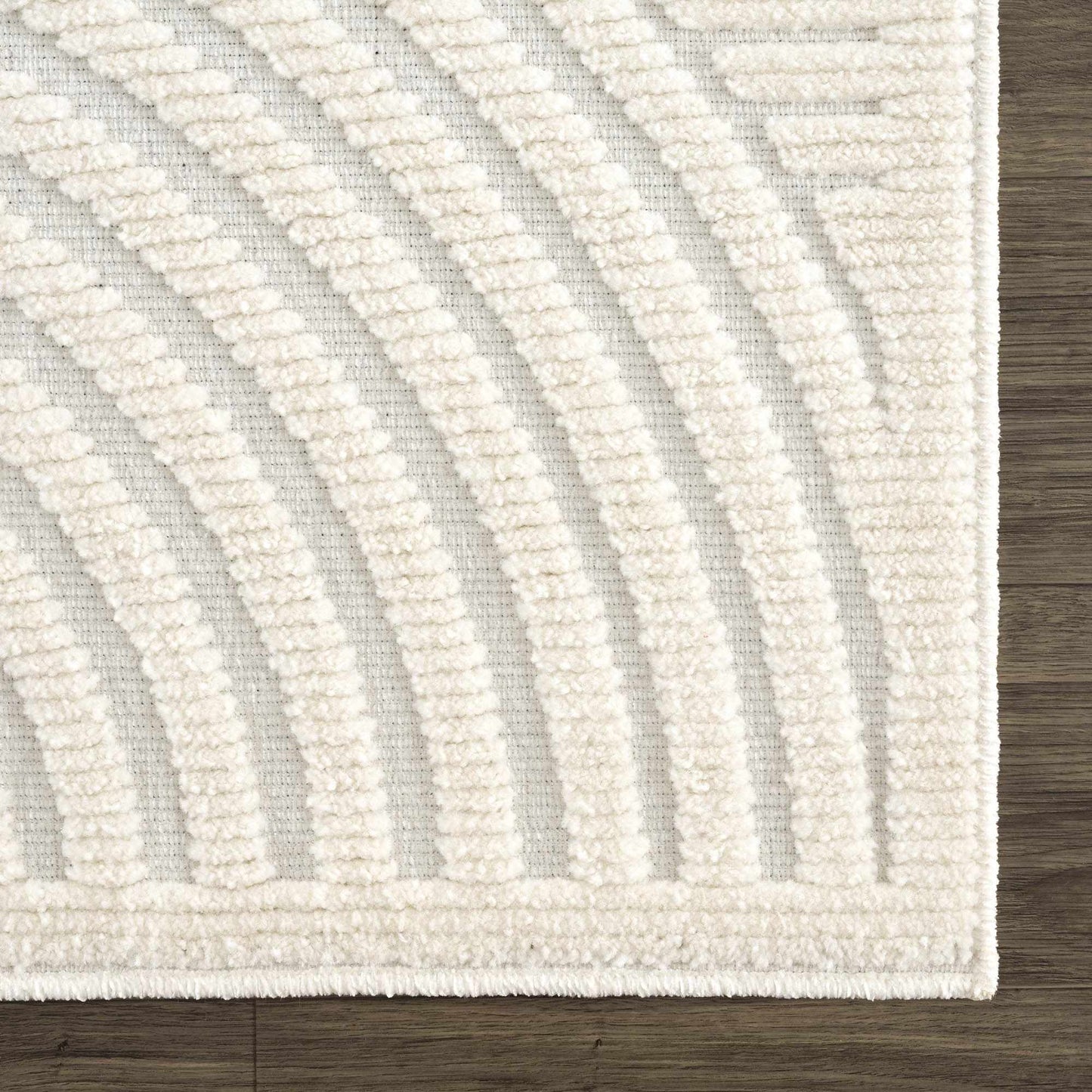 Deron White Washable 3D Rug