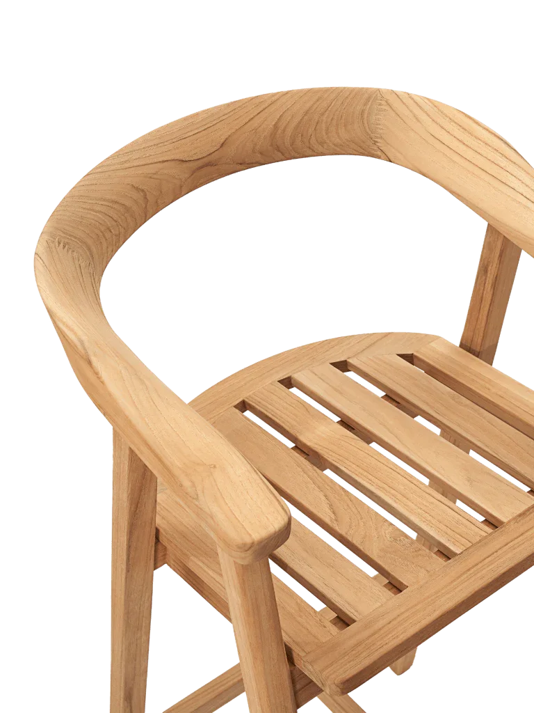 La Costa Teak Patio Barrel Back Bar Armchair