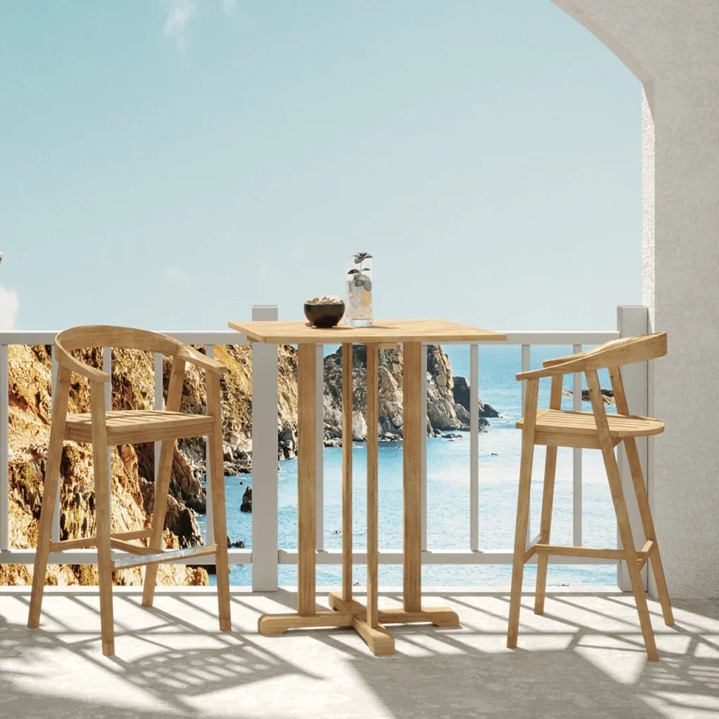 La Costa Teak Patio Square Bar Dining Set 3PC