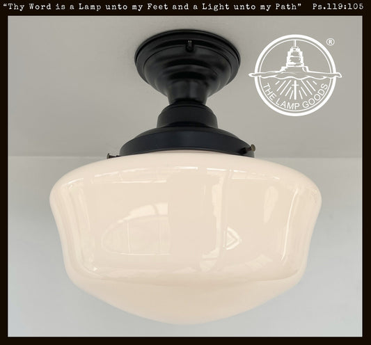 SCHOOLHOUSE Authentic Historical 1930's Antique Milk Glass Ceiling Light
