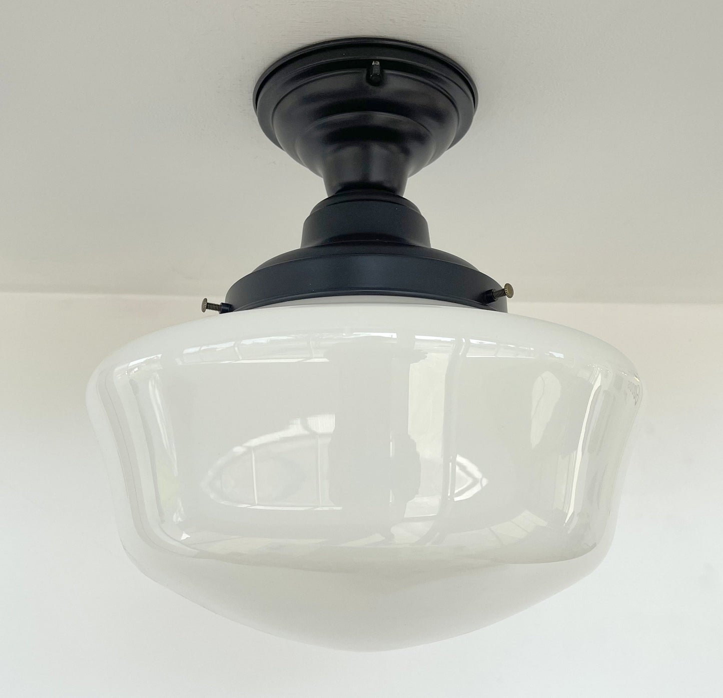 SCHOOLHOUSE Authentic Historical 1930's Antique Milk Glass Ceiling Light