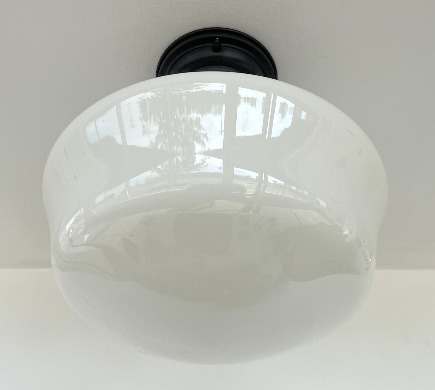 SCHOOLHOUSE Authentic Historical 1930's Antique Milk Glass Ceiling Light