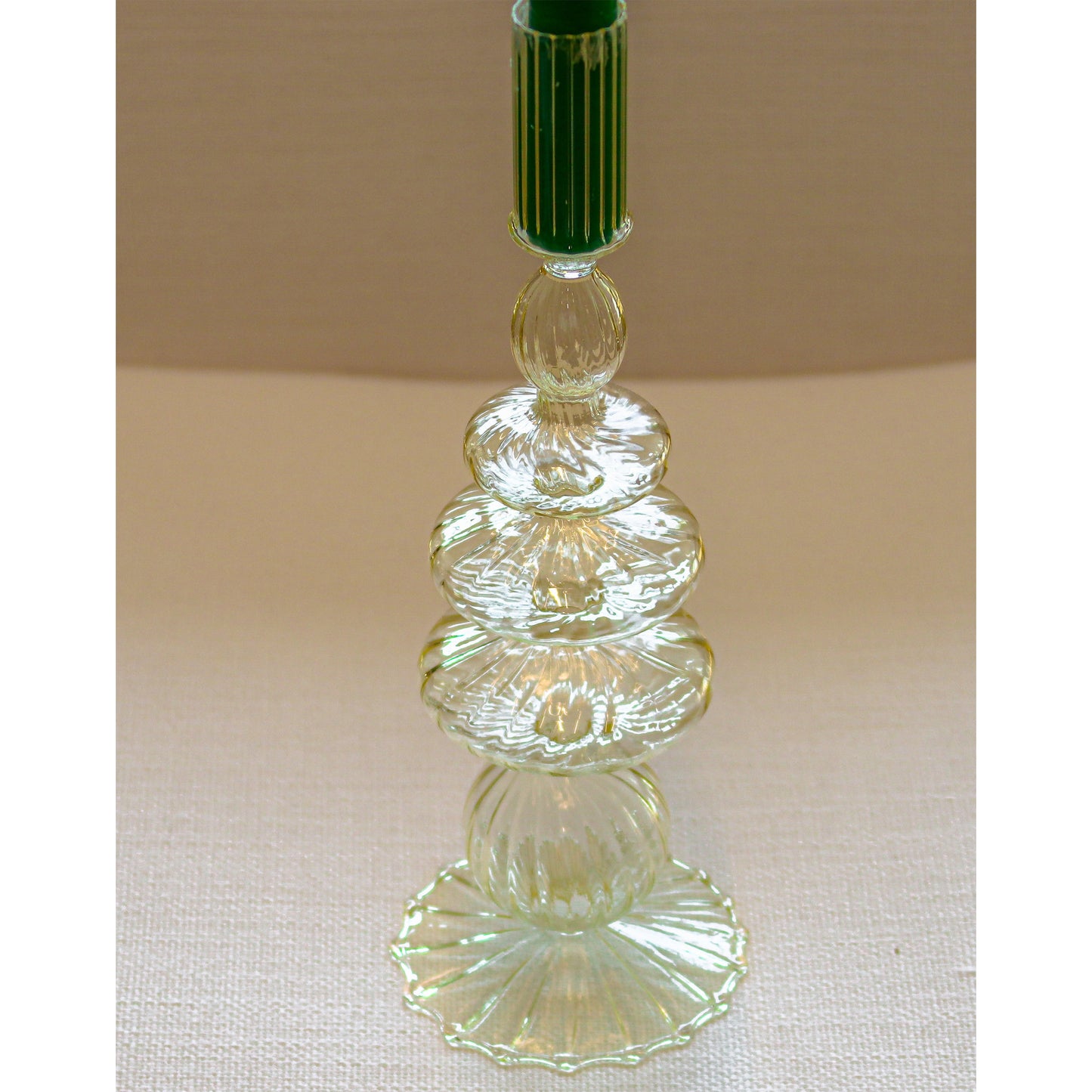 Buttercream Yellow Ribbed Candle Holder - Pair